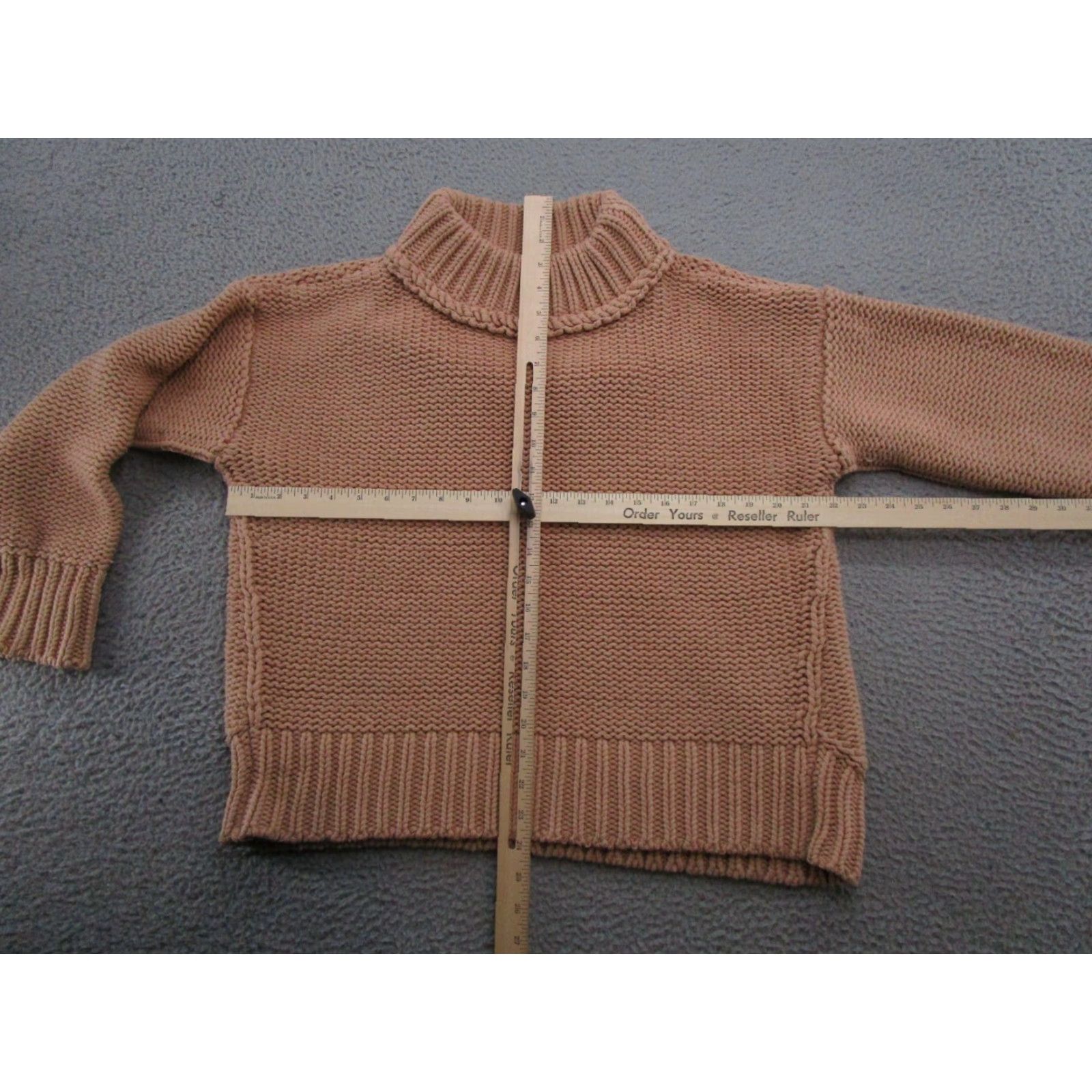Vintage Mystree Heavy Cotton Knit Pullover Sweater Women Large Mock Neck Beige Size L / US 10 / IT 46 - 4 Thumbnail