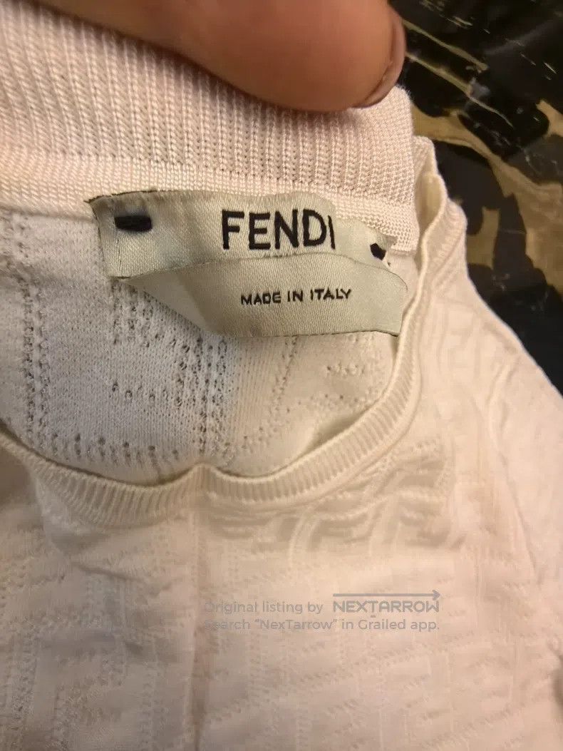 Fendi Fendi White Monogram Knit Short Sleeve Size M / US 6-8 / IT 42-44 - 3 Thumbnail