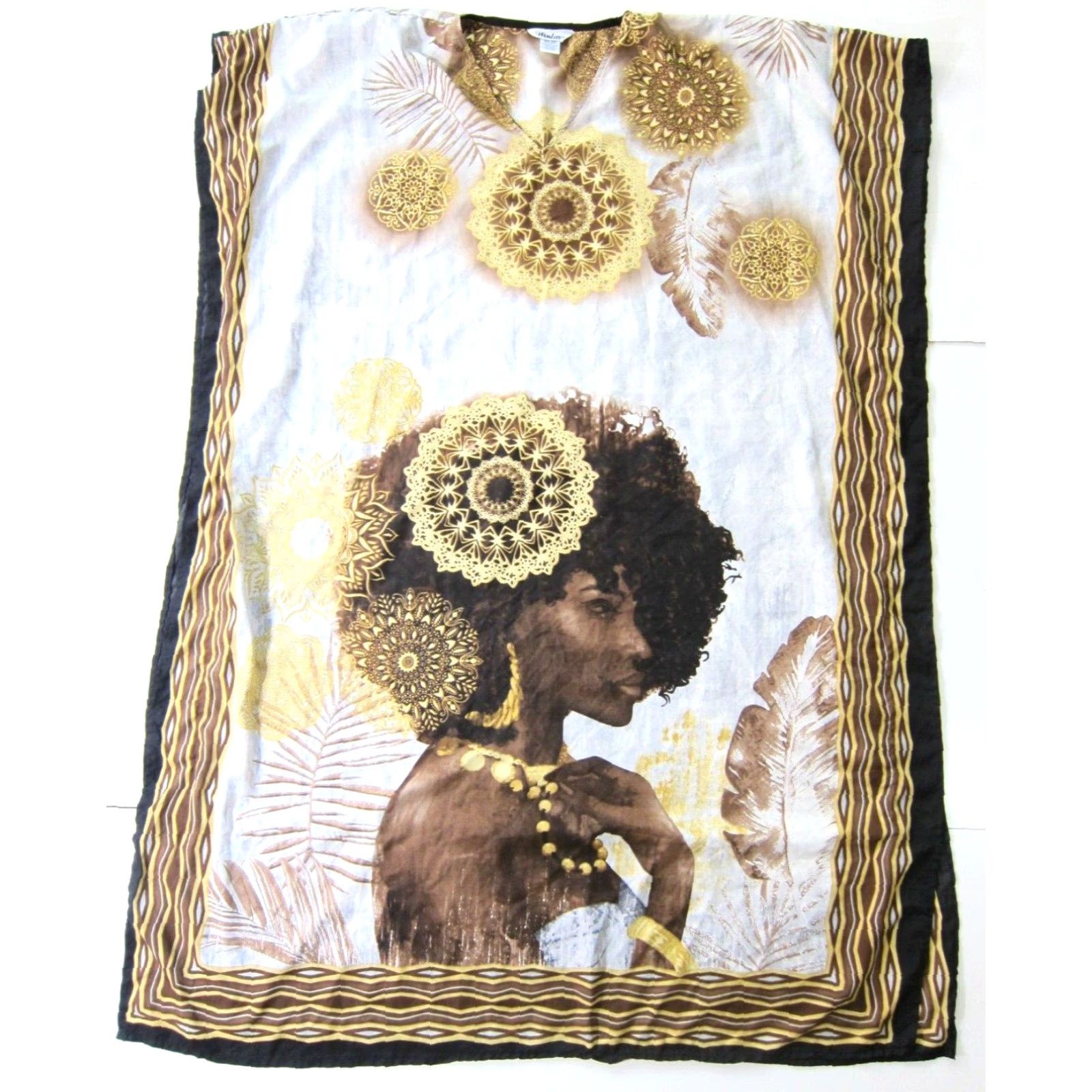 Vintage VINTAGE Winlar Black Gold Woman Tunic Muumuu Long Maxi Kaftan Dress One Size Size ONE SIZE - 2 Thumbnail