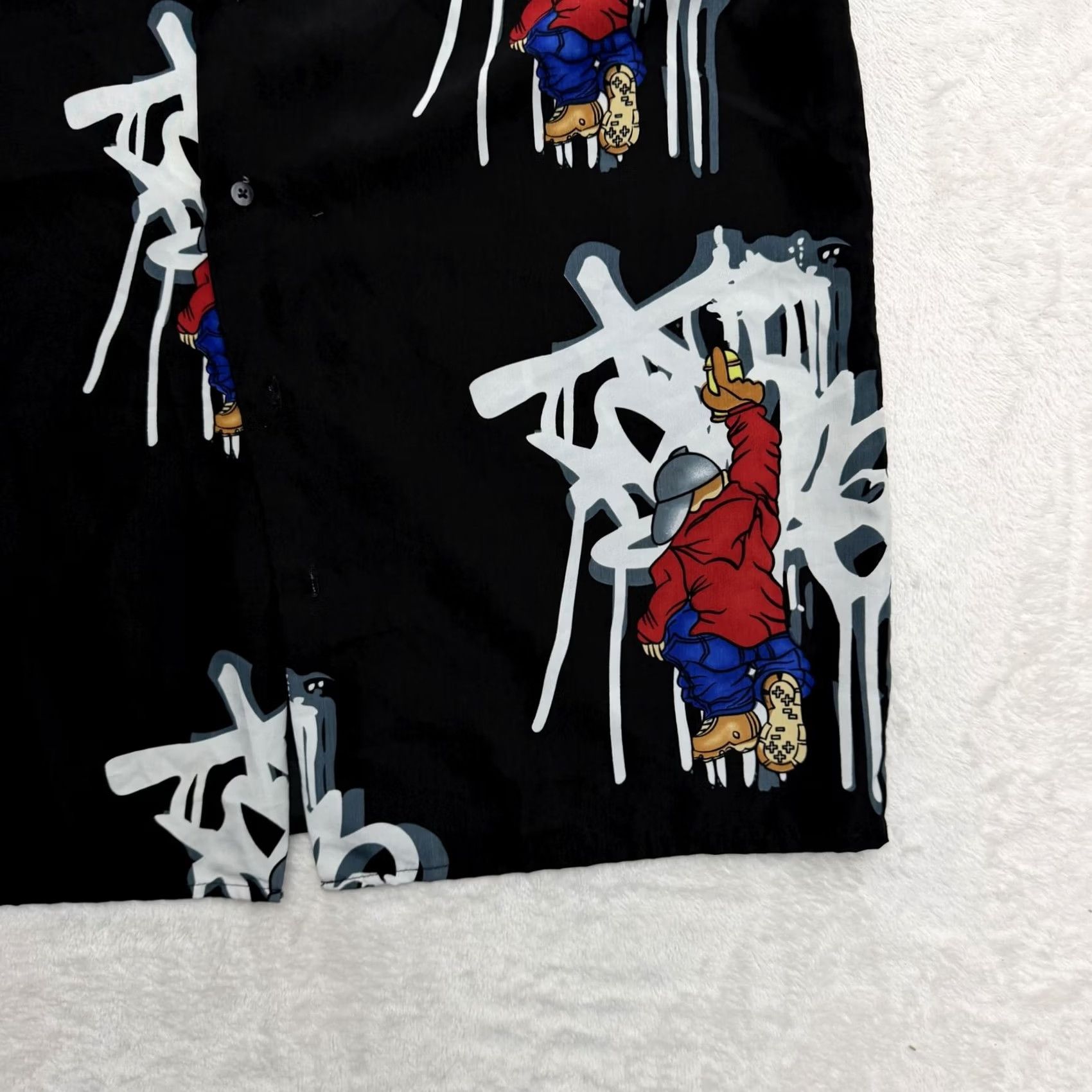 Vintage Up Rok Shirt Mens Large Black Graphic Print Hip Hop Button Up Streetwear Size US L / EU 52-54 / 3 - 4 Thumbnail
