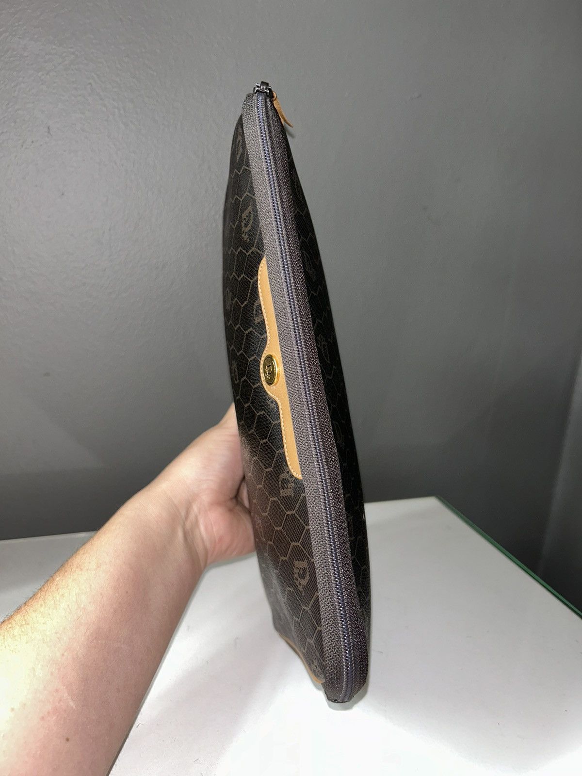 Dior Christian Dior Brown Honeycomb Clutch Bag Size ONE SIZE - 10 Thumbnail