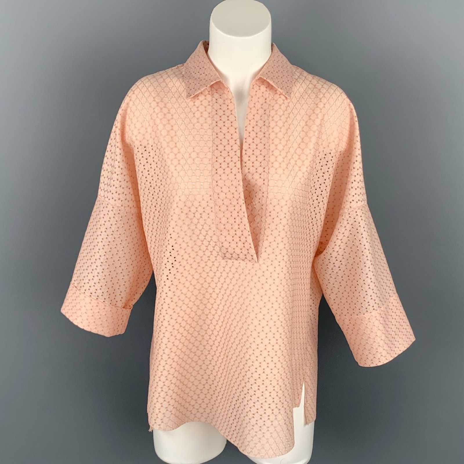 Akris AKRIS Size 8 Pink Eyelet Polyester Tunic Blouse Size M / US 6-8 / IT 42-44 - 1 Thumbnail