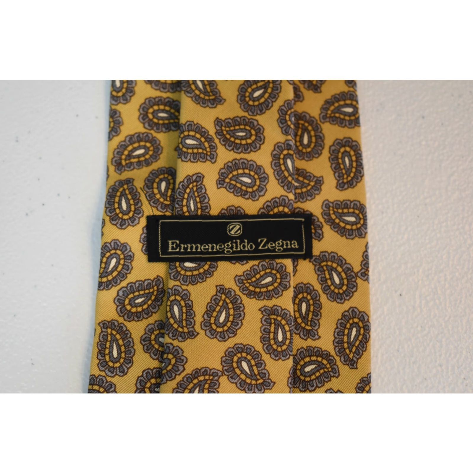Ermenegildo Zegna Ermenegildo Zegna Silk Necktie Paisley Gold 58" x 3.5" Men Ties Classic 100% Silk Made In Italy Mens Size ONE SIZE - 4 Thumbnail