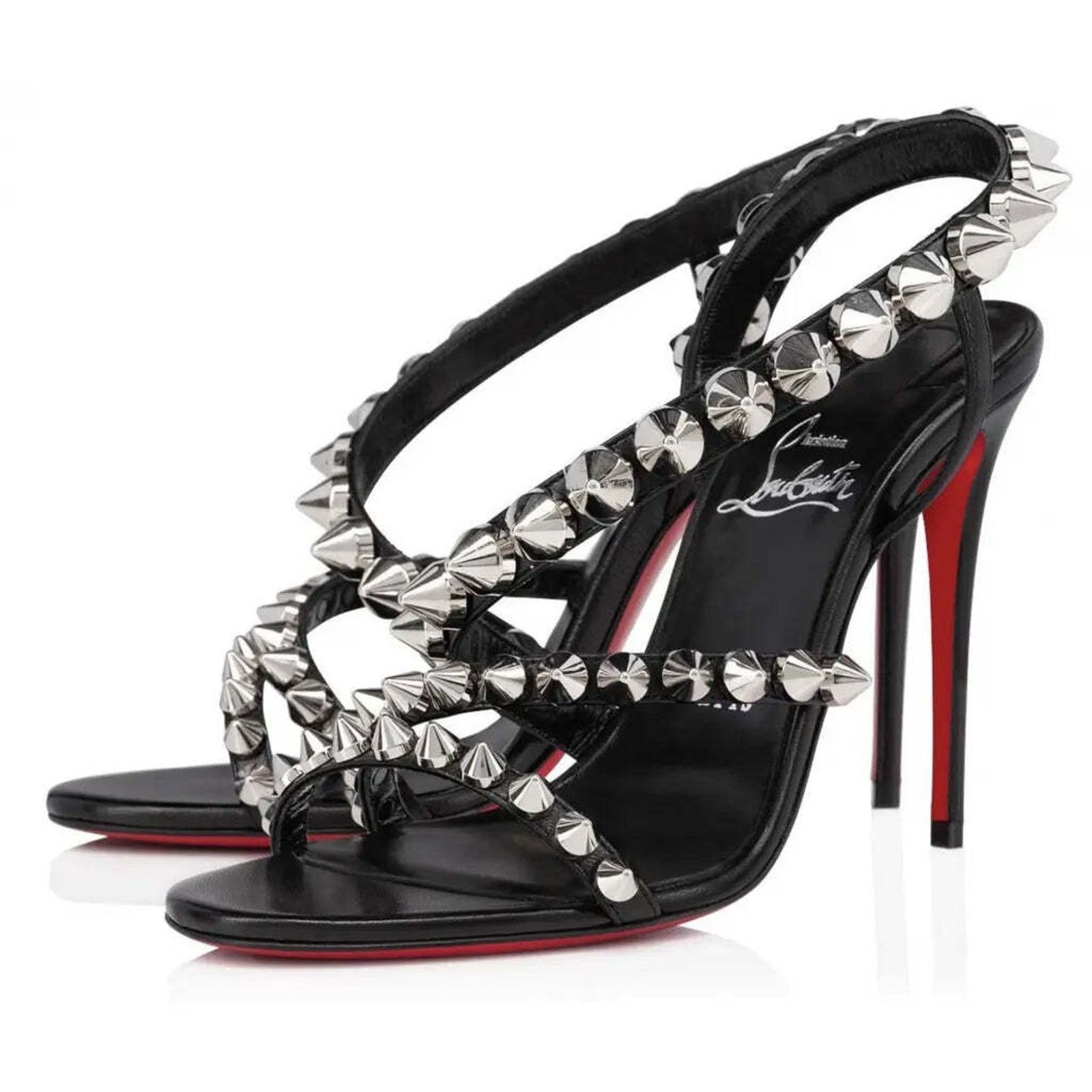 Christian Louboutin Spikita Strap 100 Black Spike Strappy Sandal Heel Pump 35 Size US 5 / IT 35 - 1 Thumbnail