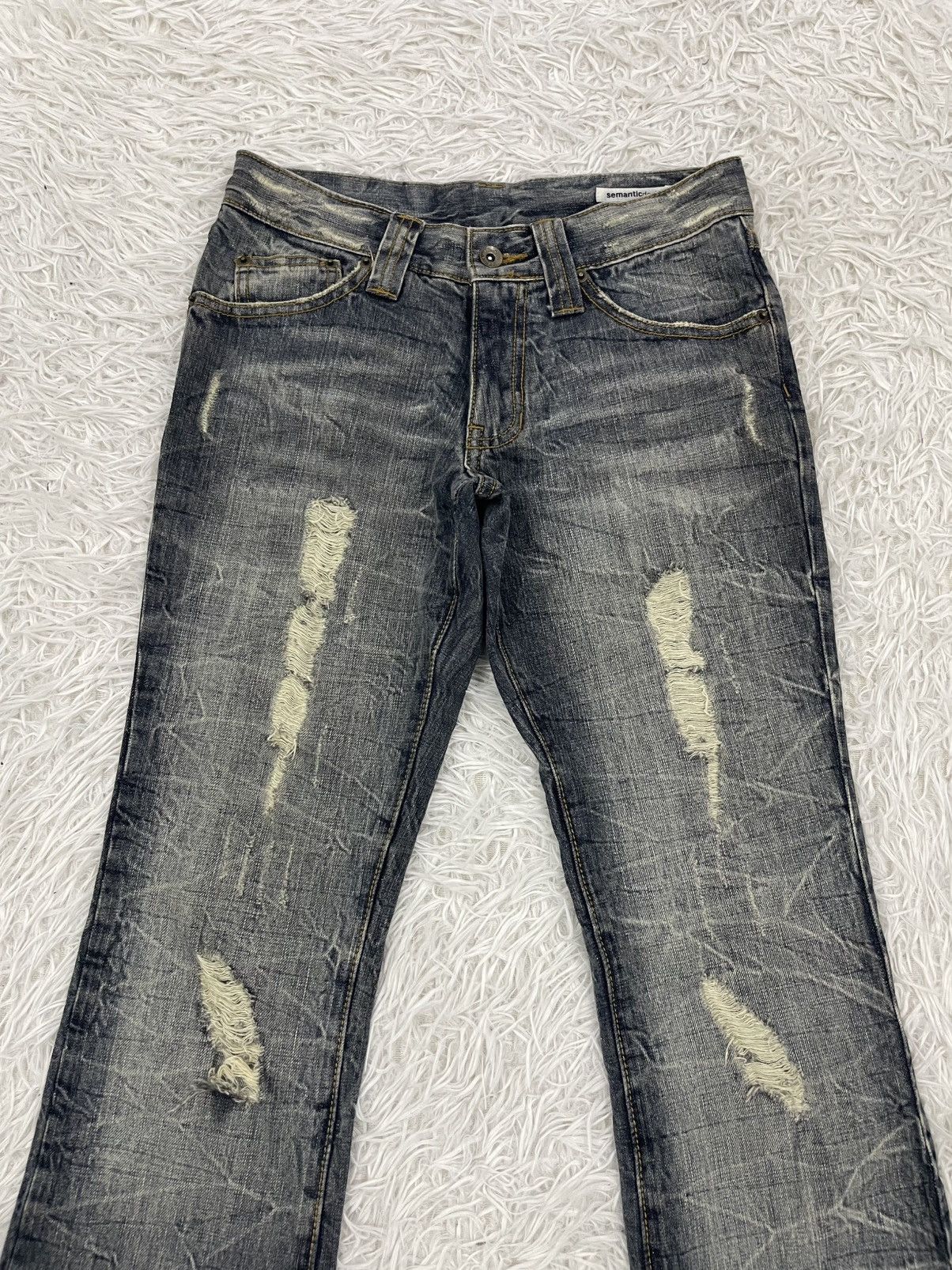 semanticdesign Distress Design Wreck Line Semanticdesign Flair Jeans Pant Size 29" - 4 Thumbnail