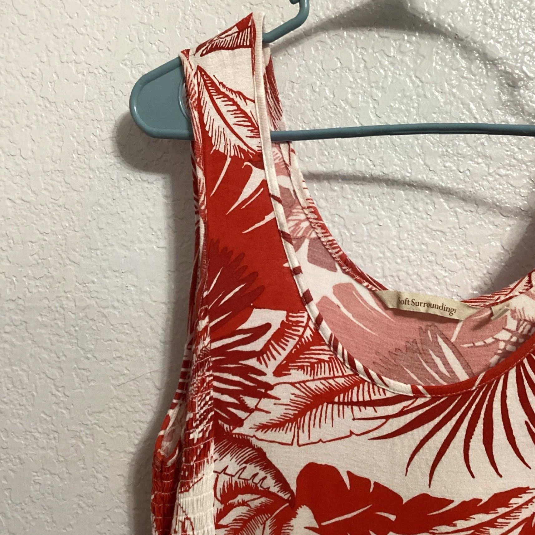 Soft Surroundings Soft Surroundings Maxi Dress M Red White Lilo Palm Print Stretch Tropical Resort Dress Women's Summer Beach Hawaii Size M / US 6-8 / IT 42-44 - 4 Thumbnail
