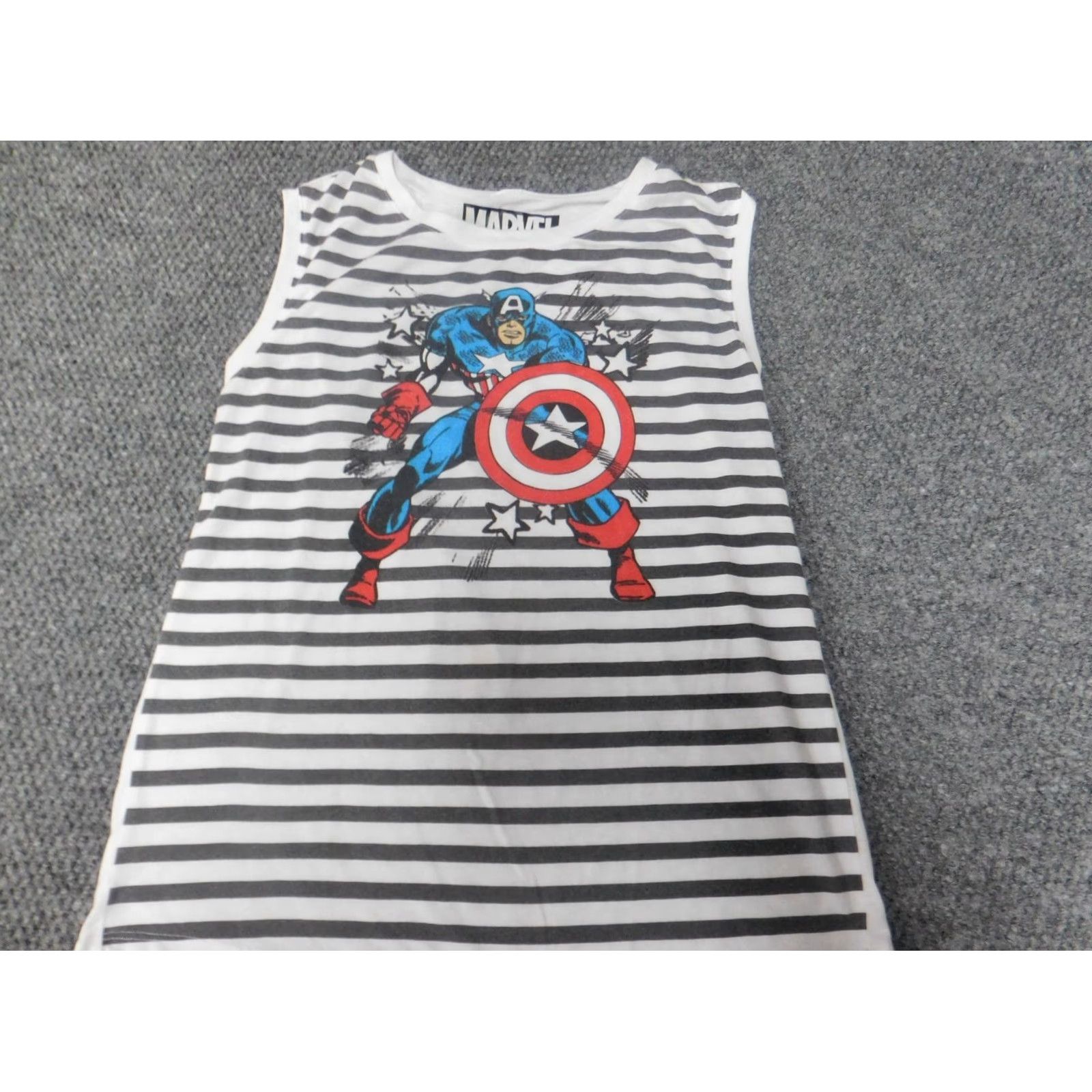 Vintage Captain America Marvel Shirt Tank Womens Medium Gray Striped Lightweight Pullover Casual Pullover Tank Lightweight 90s Style Size M / US 6-8 / IT 42-44 - 3 Thumbnail