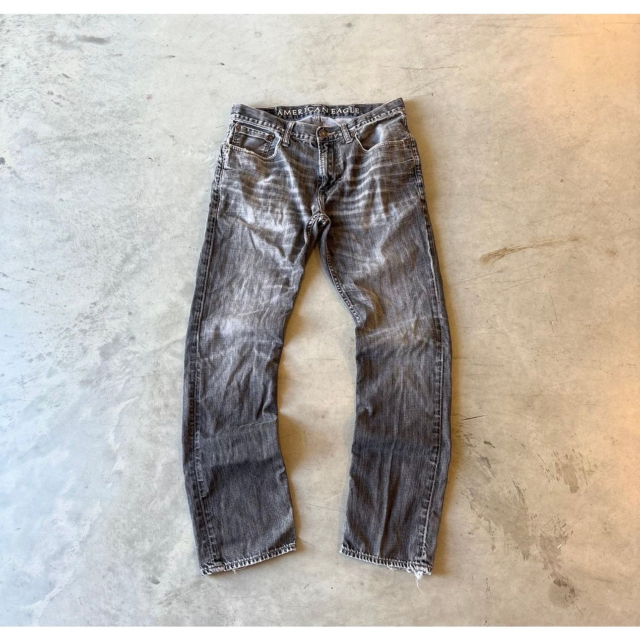 American Eagle Outfitters y2k faded black slim straight denim jeans Size US 31 - 1 Thumbnail