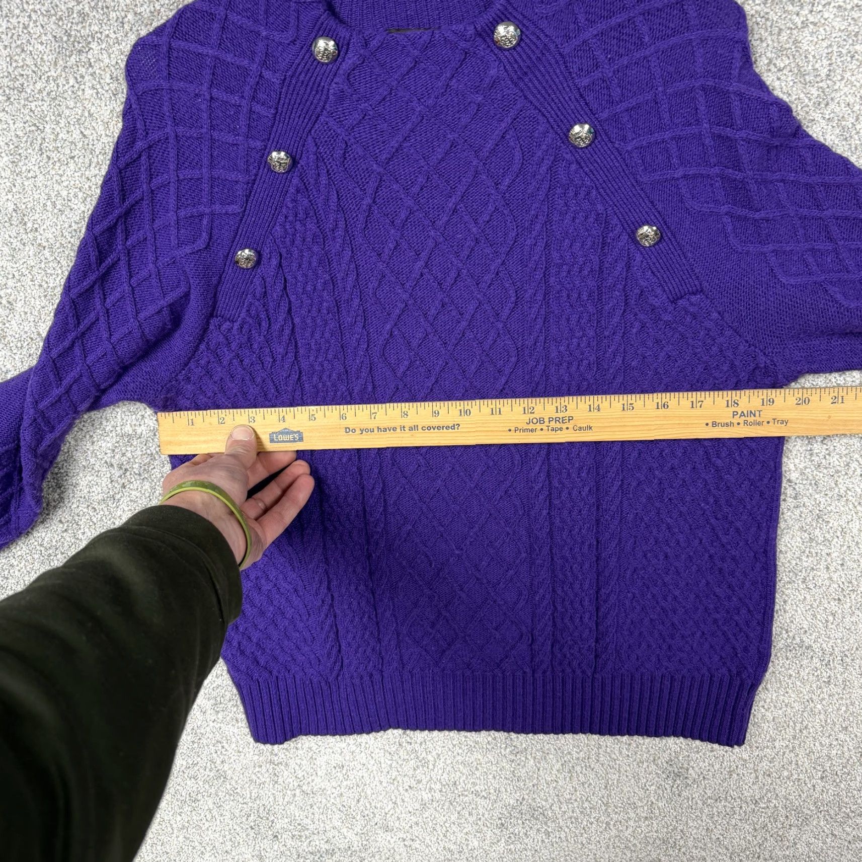 Talbots Talbots Sweater Womens LP Petite Purple Cable-Knit Crew Neck Casual Preppy Layering Size L / US 10 / IT 46 - 4 Thumbnail