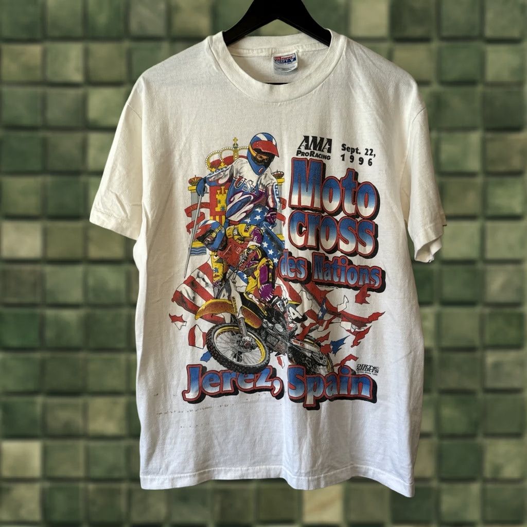 Hanes VINTAGE Motocross des Nations Jerez Spain T-Shirt Team USA Emig McGrath L Hanes Beefy-T White Mens L Size US L / EU 52-54 / 3 - 1 Thumbnail