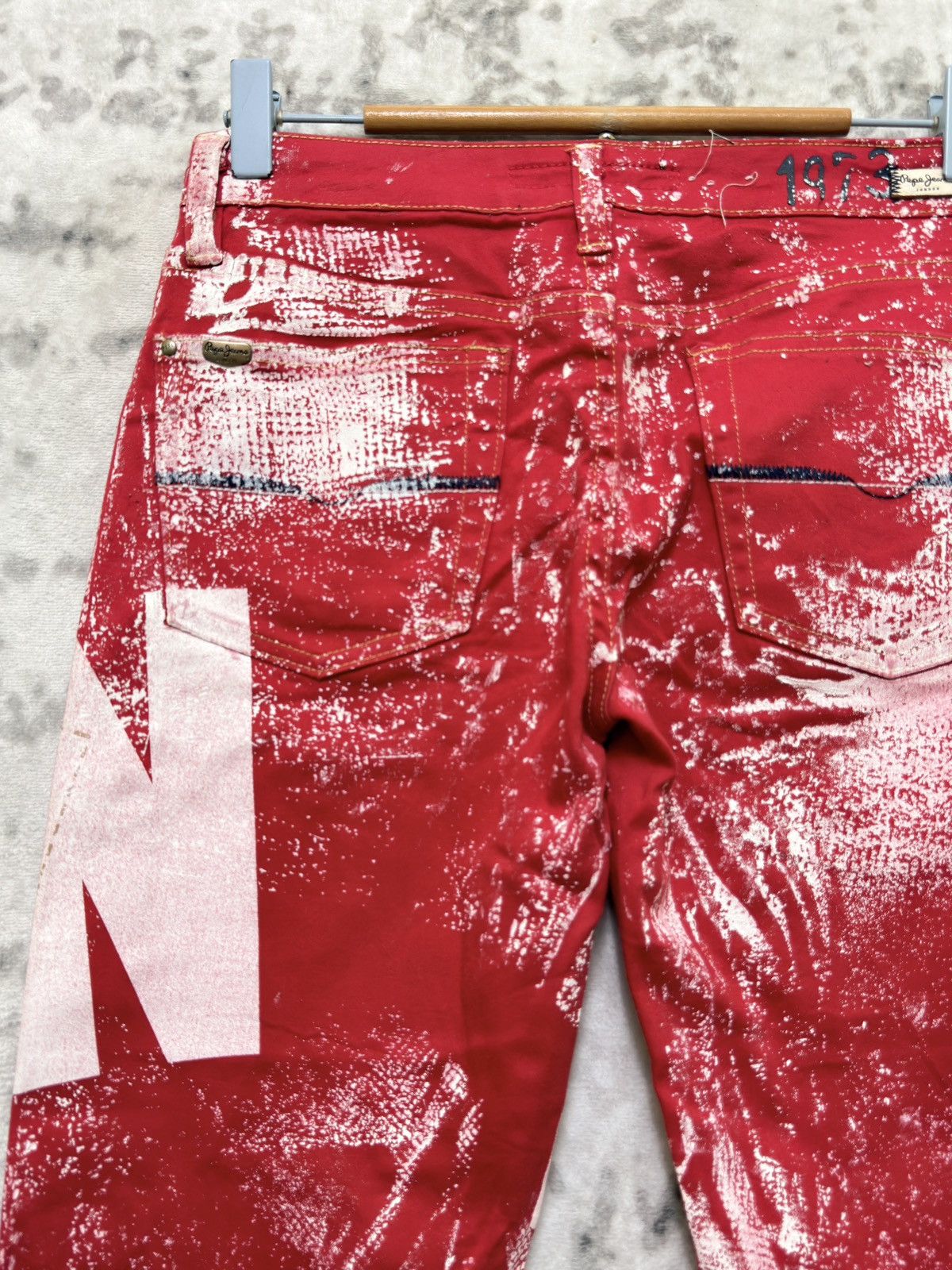 If Six Was Nine Pepe Jeans London Y2K Flare Pant Distressed Red Wash Size US 26 / EU 42 - 10 Thumbnail