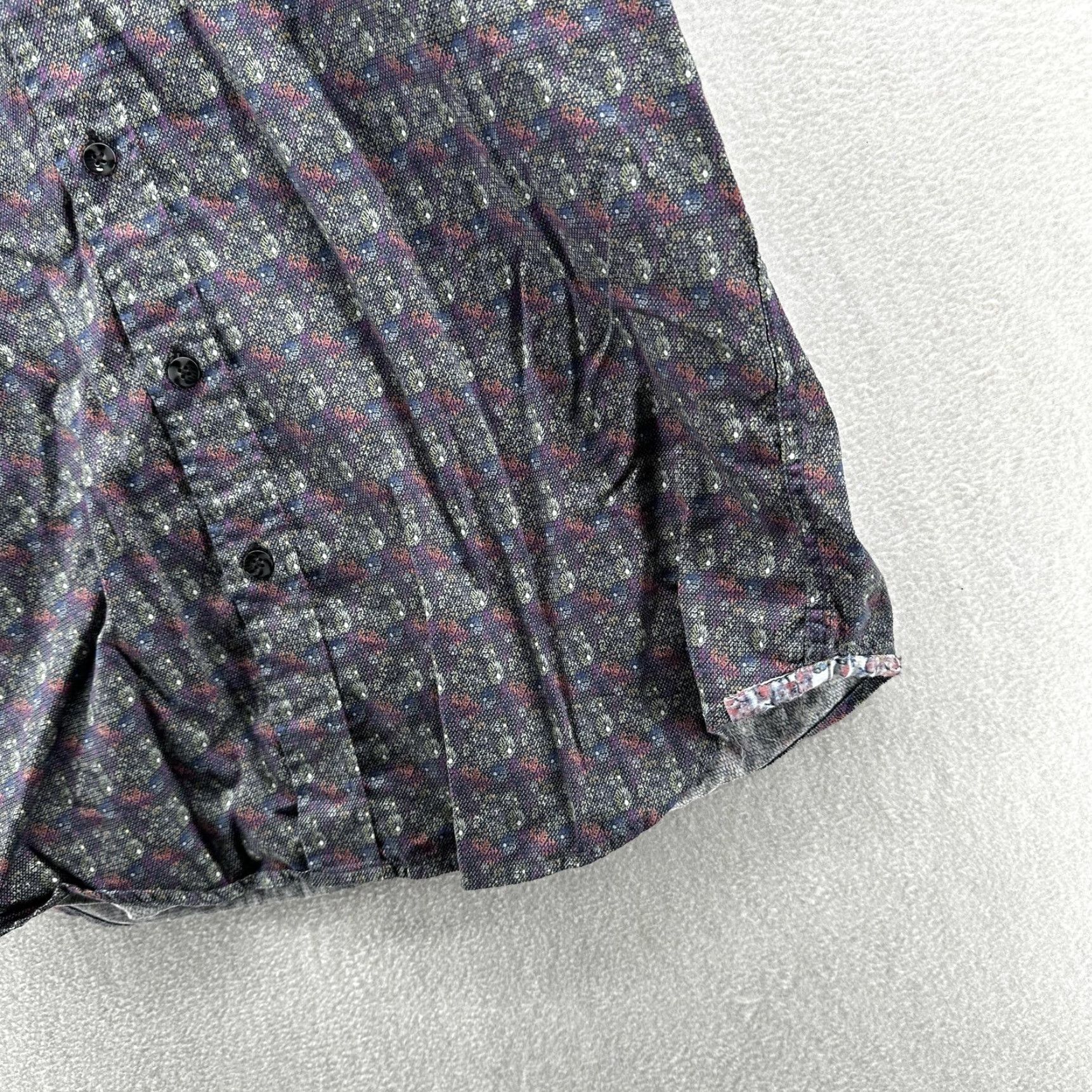 Robert Graham Robert Graham Shirt Mens Small Gray Floral Short Sleeve Button-Up Stretch Twill Size US S / EU 44-46 / 1 - 7 Thumbnail