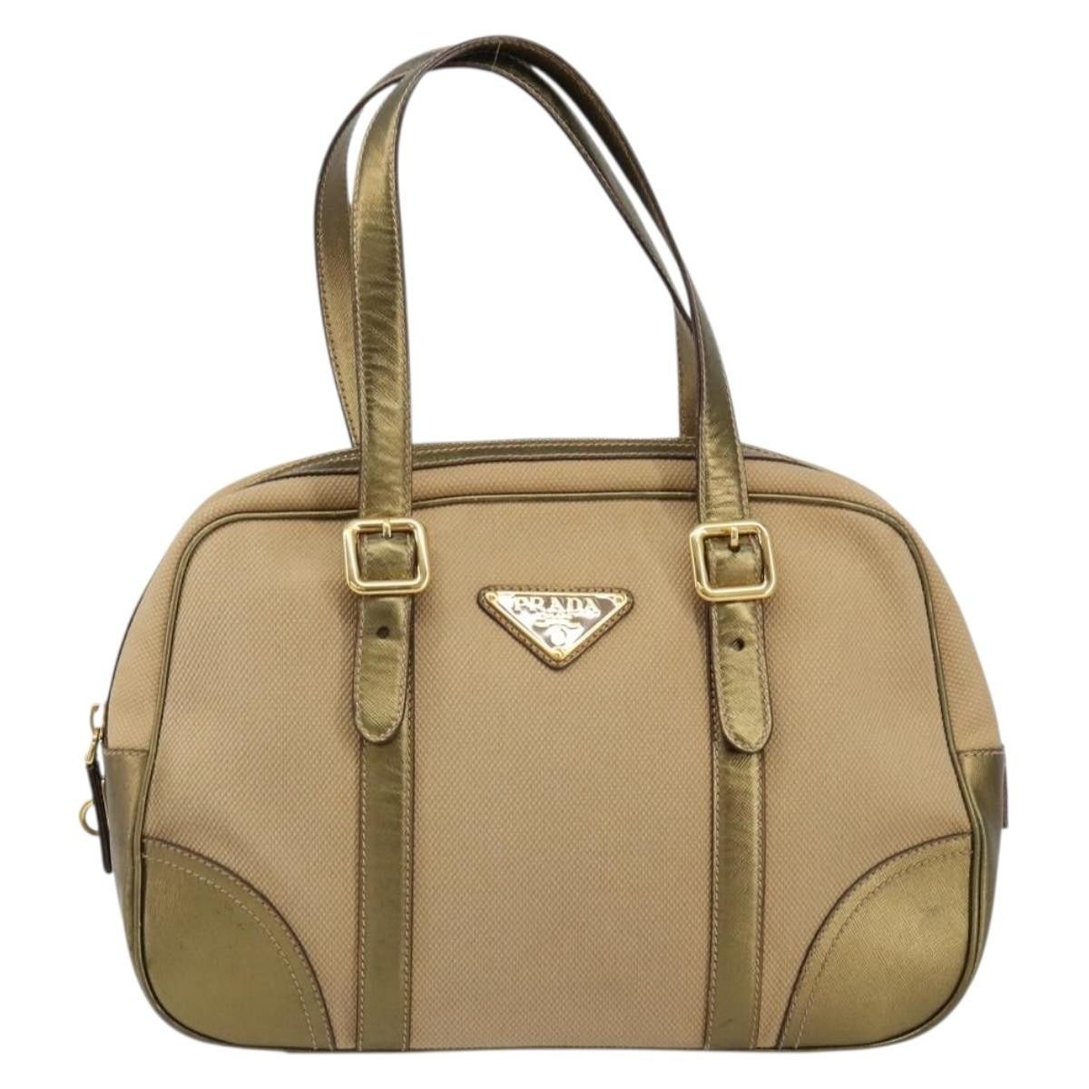 Prada Prada Bowler Bag Canvas with Leather Size ONE SIZE - 1 Thumbnail