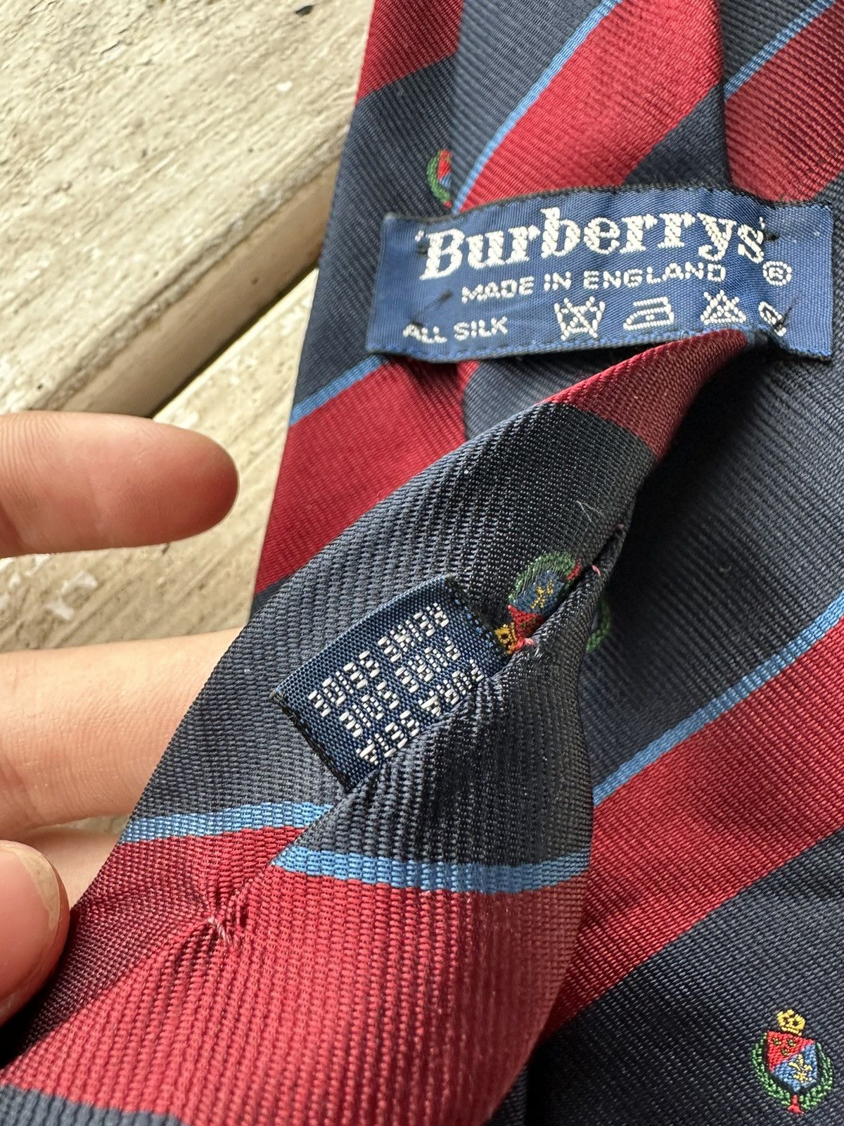 Burberry × Vintage 🚨Vintage 90s Burberrys Embroidered LOGO tie monogram RARE Size ONE SIZE - 5 Thumbnail
