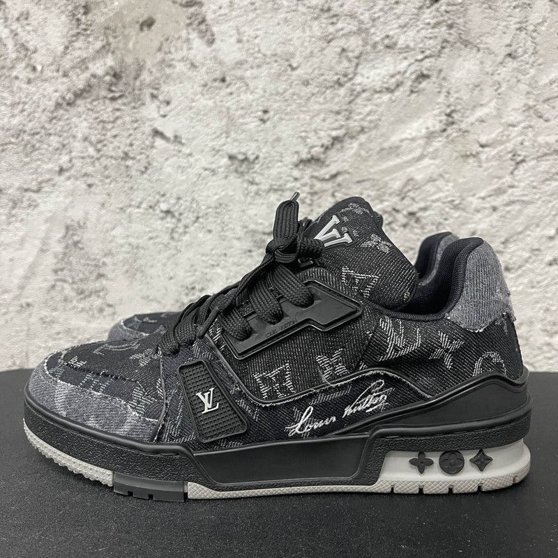 Louis Vuitton Louis Vuitton Black Denim Low-Top Trainer Sneakers 0079 Size US 7.5 / EU 40-41 - 1 Thumbnail