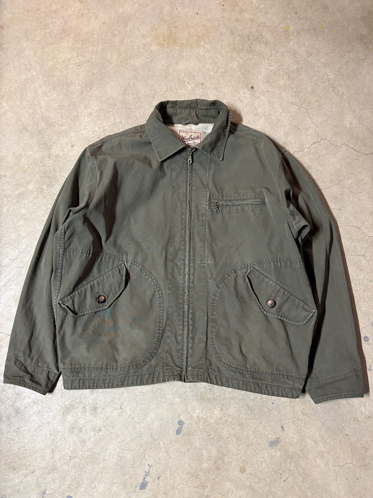 Woolrich Woolen Mills VTG 90s Woolrich Work Detroit Style Jacket Faded Olive Green Size US L / EU 52-54 / 3 - 1 Thumbnail