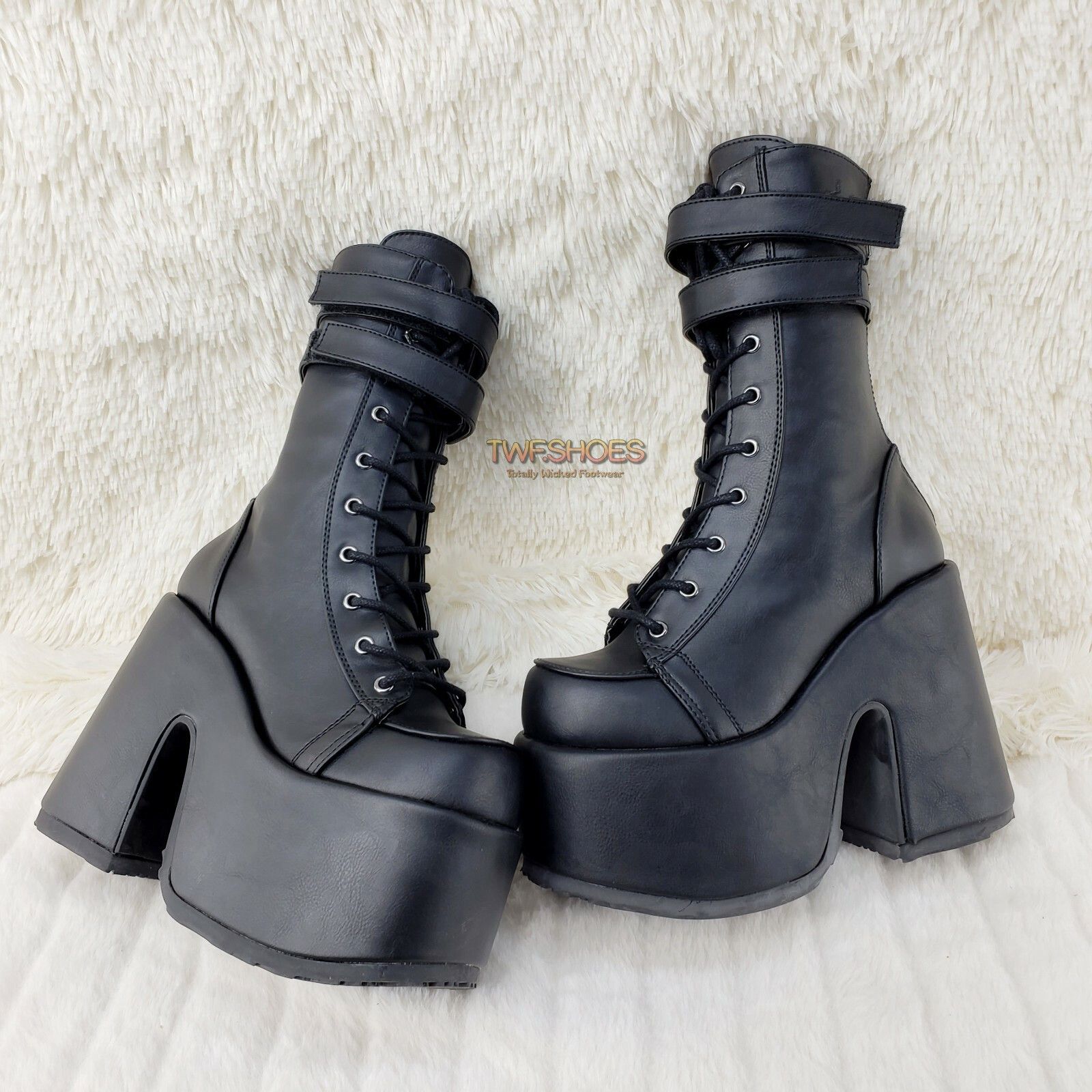 Other Camel 250 Stacked Black Matte Platform Goth Punk Calf Boot I Size US 11 / IT 41 - 2 Thumbnail