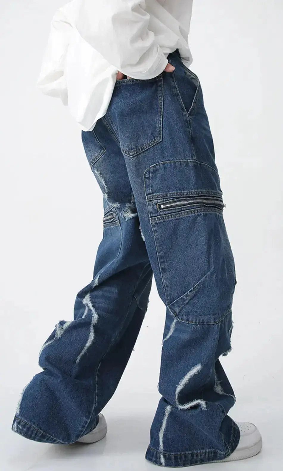 Japanese Brand Blue Color Oversized Streetwear Harajuku Denim Pants Size US 32 / EU 48 - 4 Thumbnail
