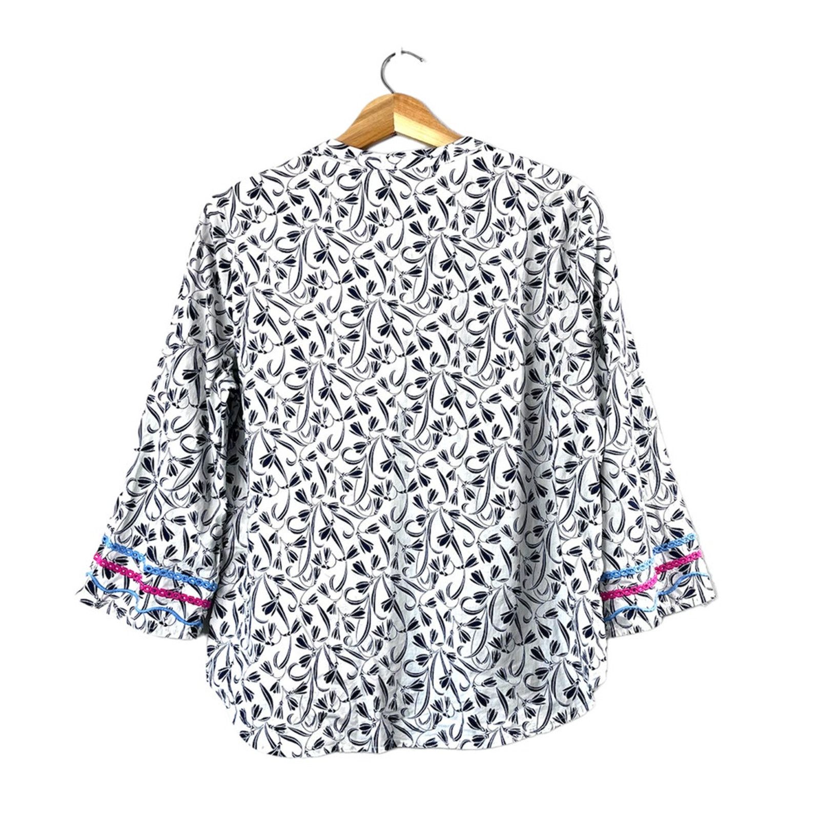 Talbots Women's Black and White Talbots Blouse LP Size L / US 10 / IT 46 - 2 Thumbnail