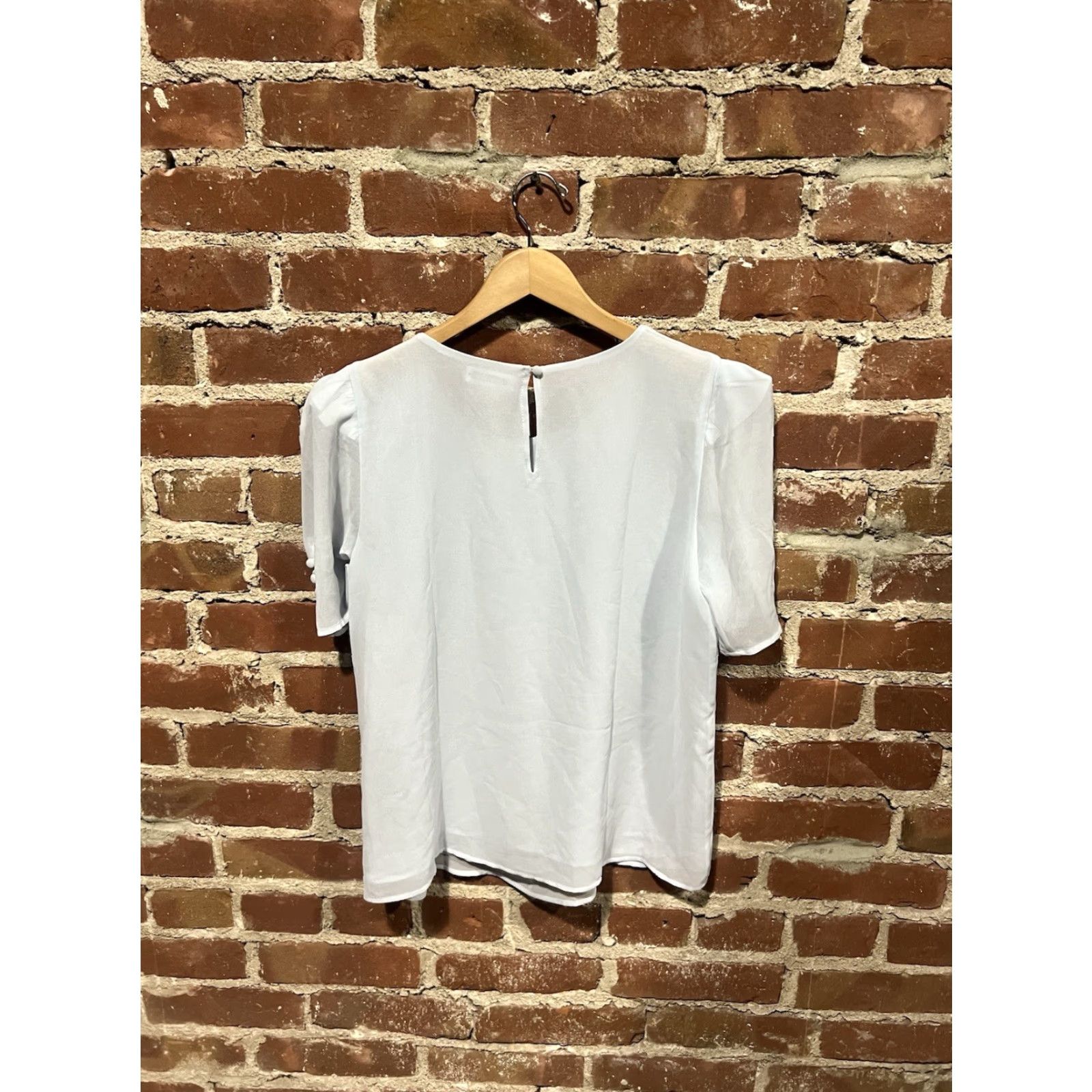 Calvin Klein Calvin Klein Womens Blue Short Sleeve Sheer Blouse Shirt NWT Size Medium Size M / US 6-8 / IT 42-44 - 2 Thumbnail