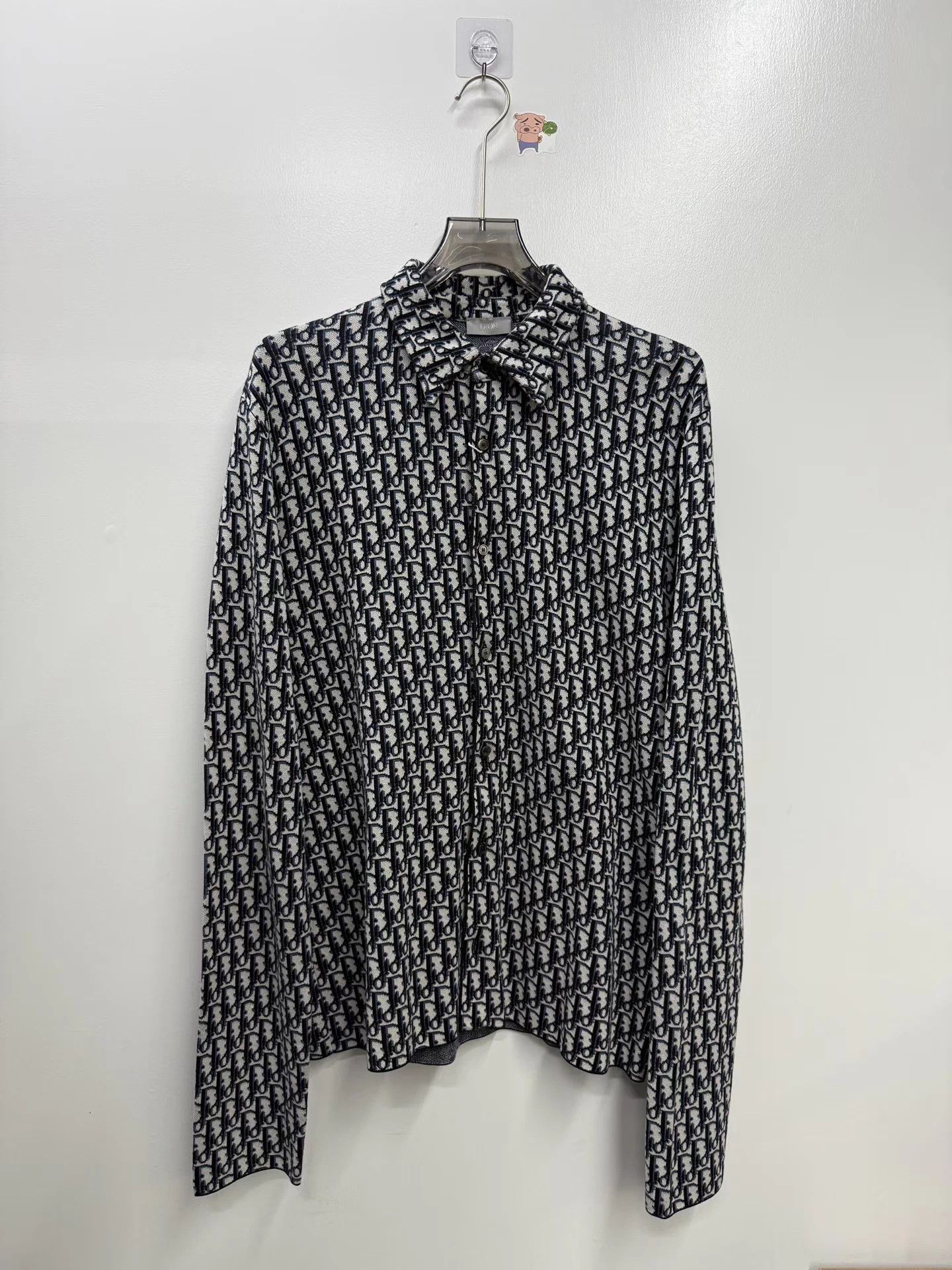 Dior Dior Black & White Oblique Print Knit Long-Sleeve Shirt Size US L / EU 52-54 / 3 - 1 Thumbnail