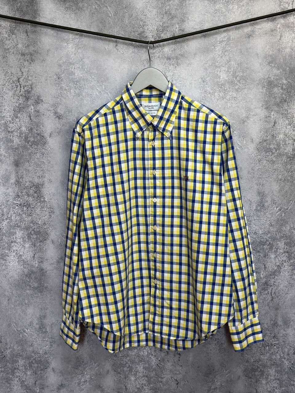 Yves Saint Laurent Vintage Plaid Button Up Shirt YSL LOGO