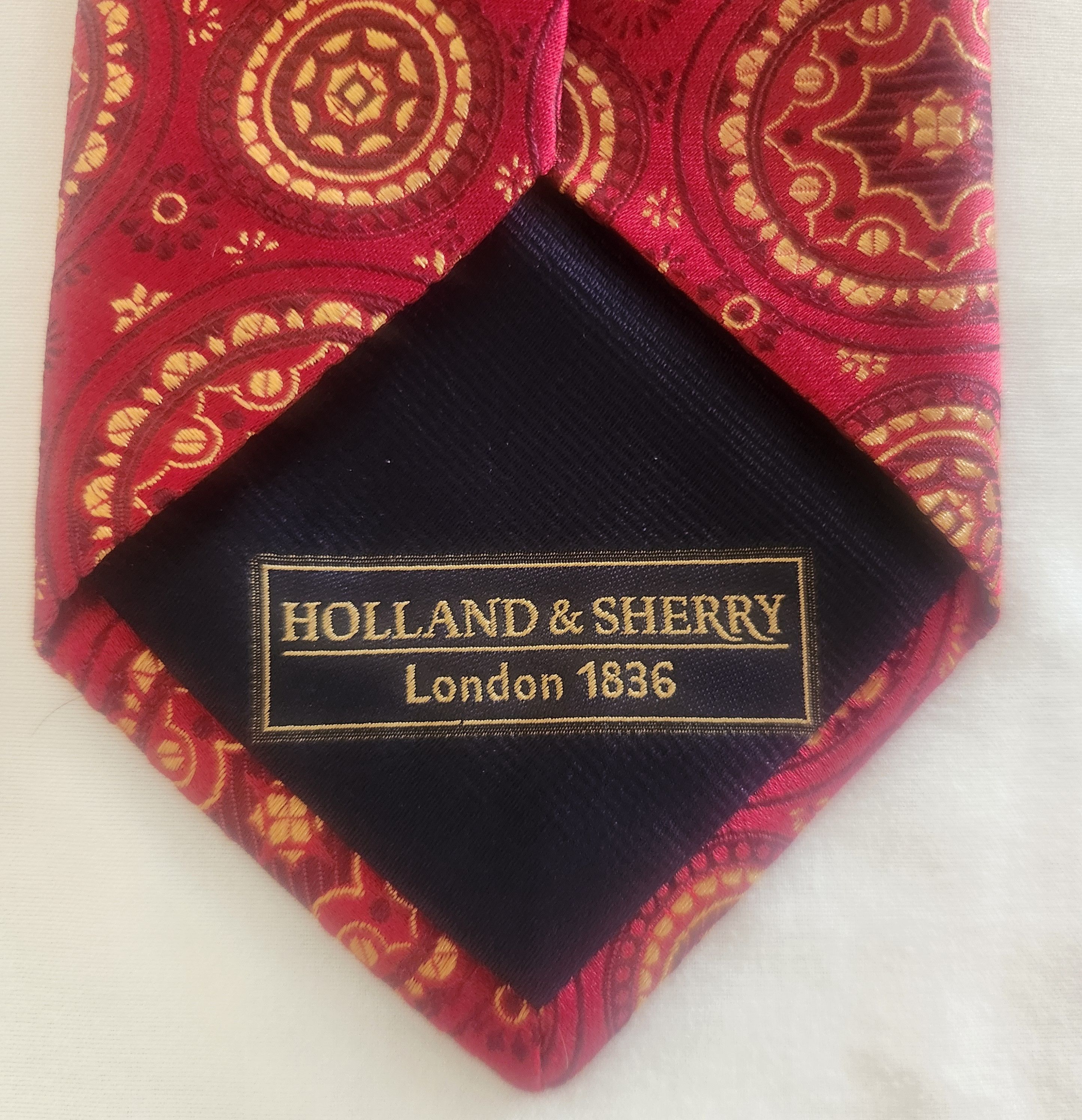 Holland & Sherry neck tie Holland & Sherry red gold brocade Size ONE SIZE - 5 Thumbnail