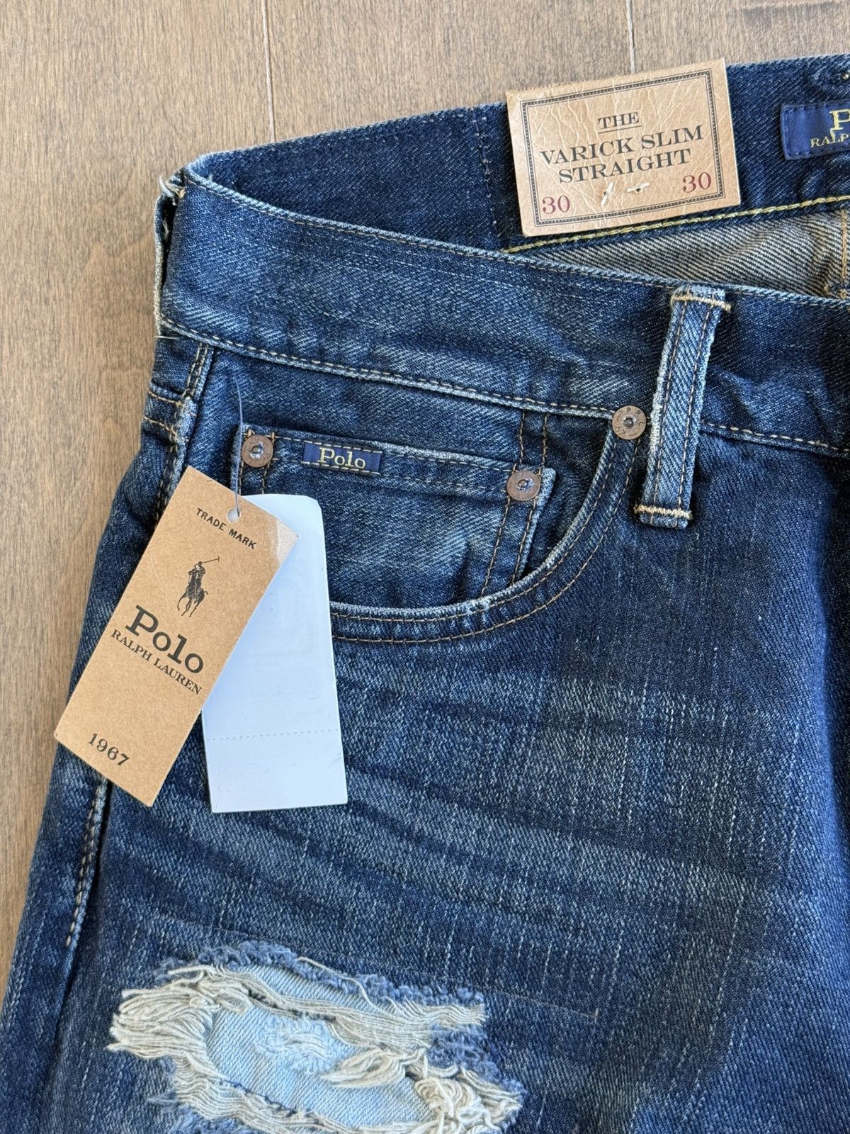Polo Ralph Lauren × Ralph Lauren New Rare Polo Patchwork Distressed Straight Slim Jeans 30x30 Size US 30 / EU 46 - 7 Thumbnail
