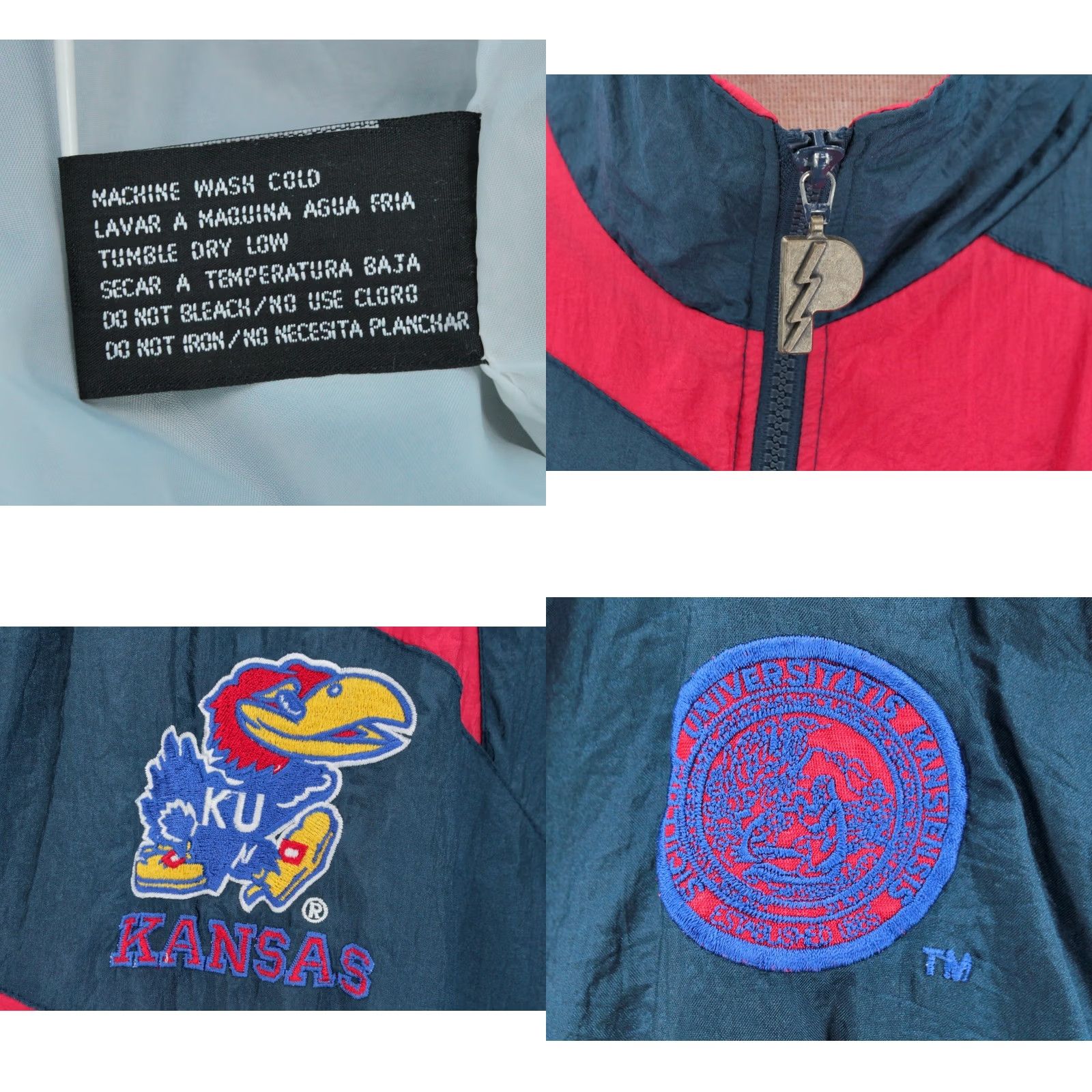 Pro Player Pro-player KU Jacket Shirt XL 1990s Nylon Blue Red Men’s VTG 90s Decade 1990s Sleeve 23.5" Measurements Extra Large Mens Size US XL / EU 56 / 4 - 8 Thumbnail