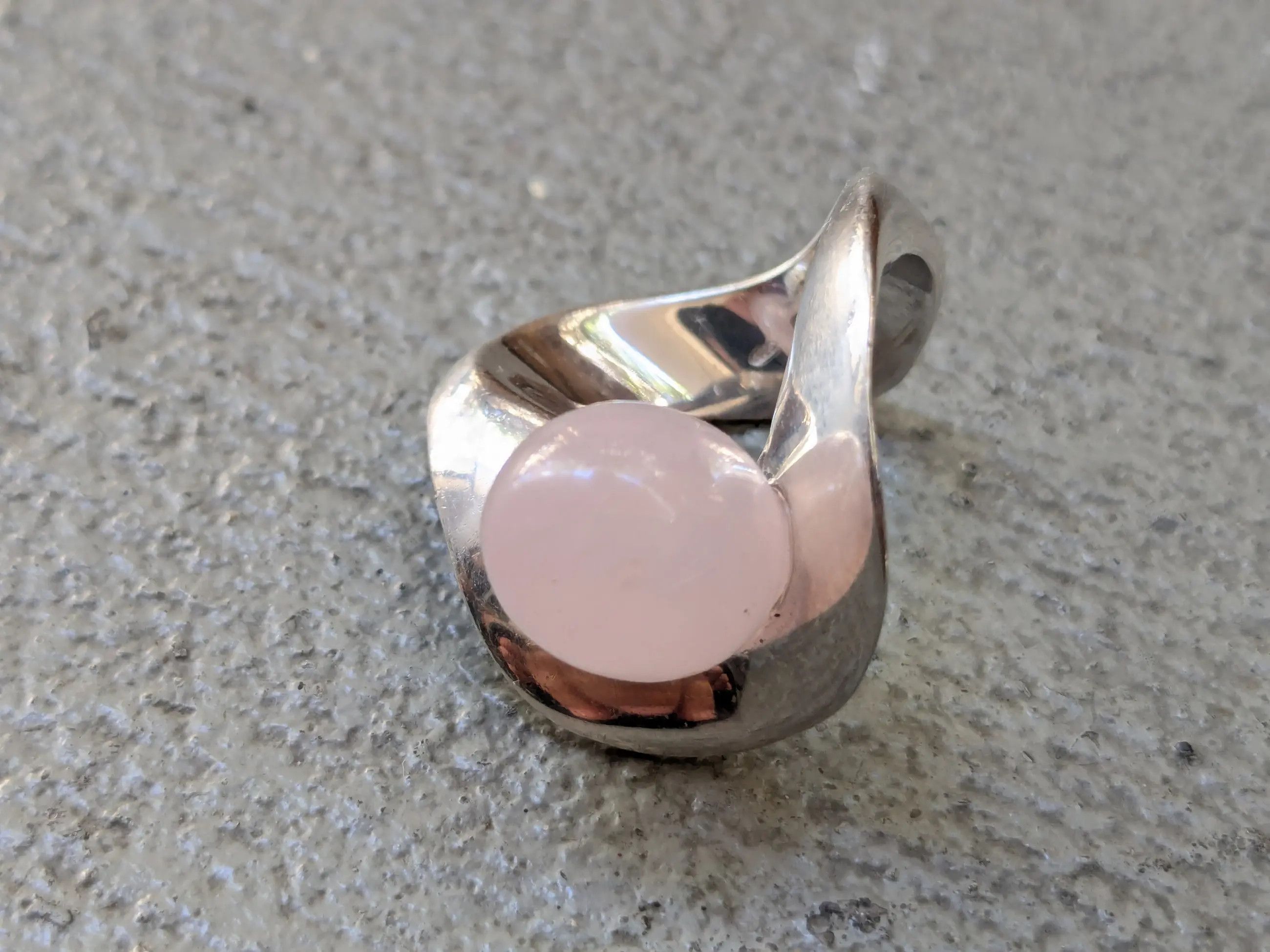 Jewelry Nuovegioie Sterling Silver Ring 6.5 Rose Quartz Abstract Size ONE SIZE - 7 Thumbnail