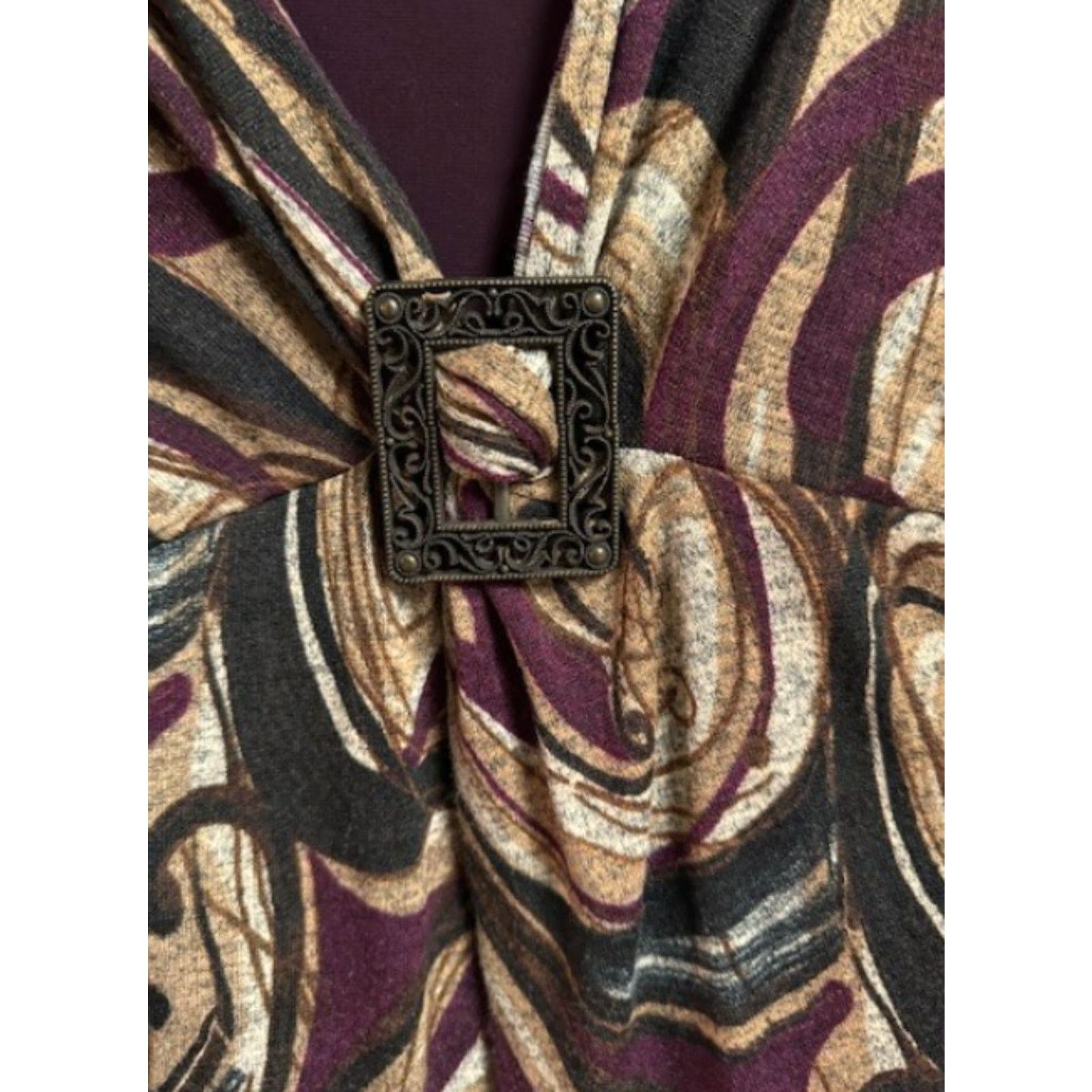 Vintage VINTAGE 90s Y2K Christopher & Banks Geometric Paisley Buckle Top Blouse Petite M Women Office Career Fall Whimsigoth Mens? Size M / US 6-8 / IT 42-44 - 4 Thumbnail