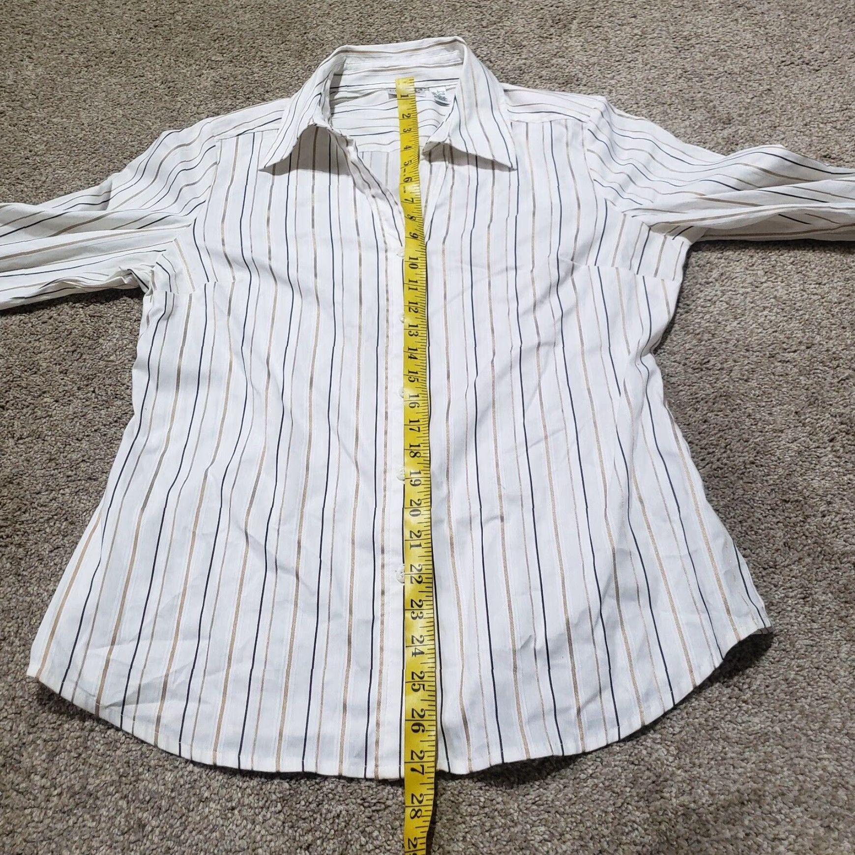 Vintage Kim Rogers White Striped Long Sleeve Button Up Shirt Top Women's Large Size L / US 10 / IT 46 - 6 Thumbnail