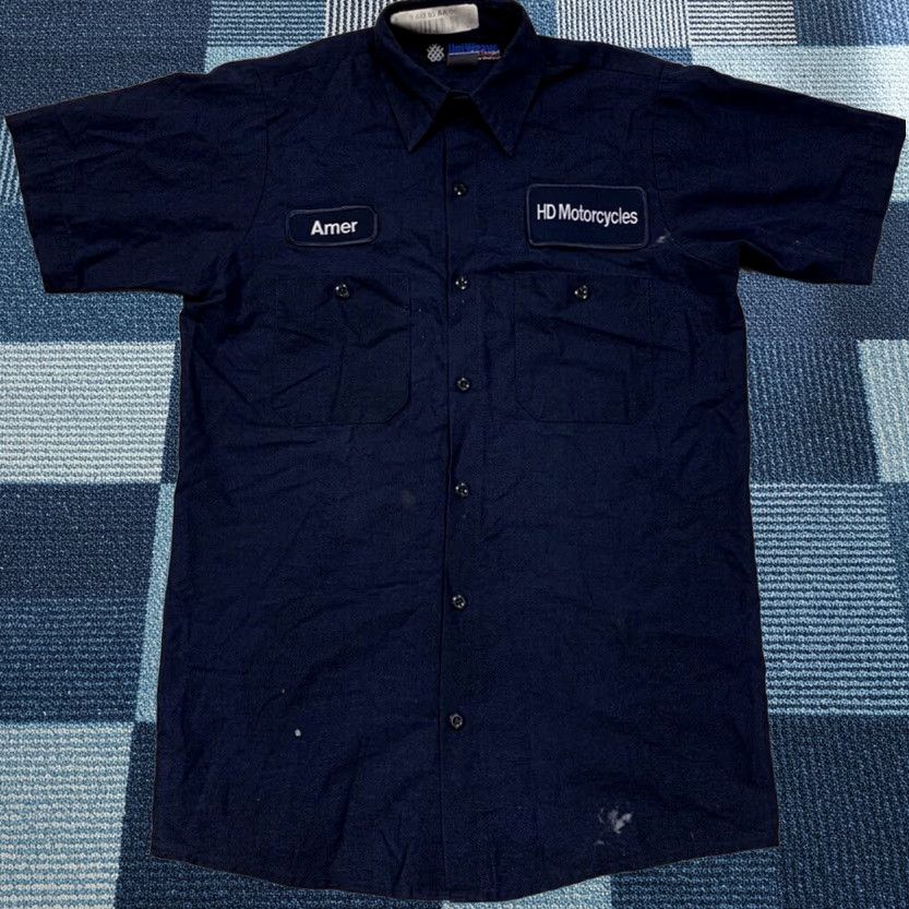Harley Davidson VINTAGE not applicable; Original title to be used: Men's Small UniFirst Navy Harley Davidson Motorcycles Mechanic Work Shirt Size US S / EU 44-46 / 1 - 1 Thumbnail