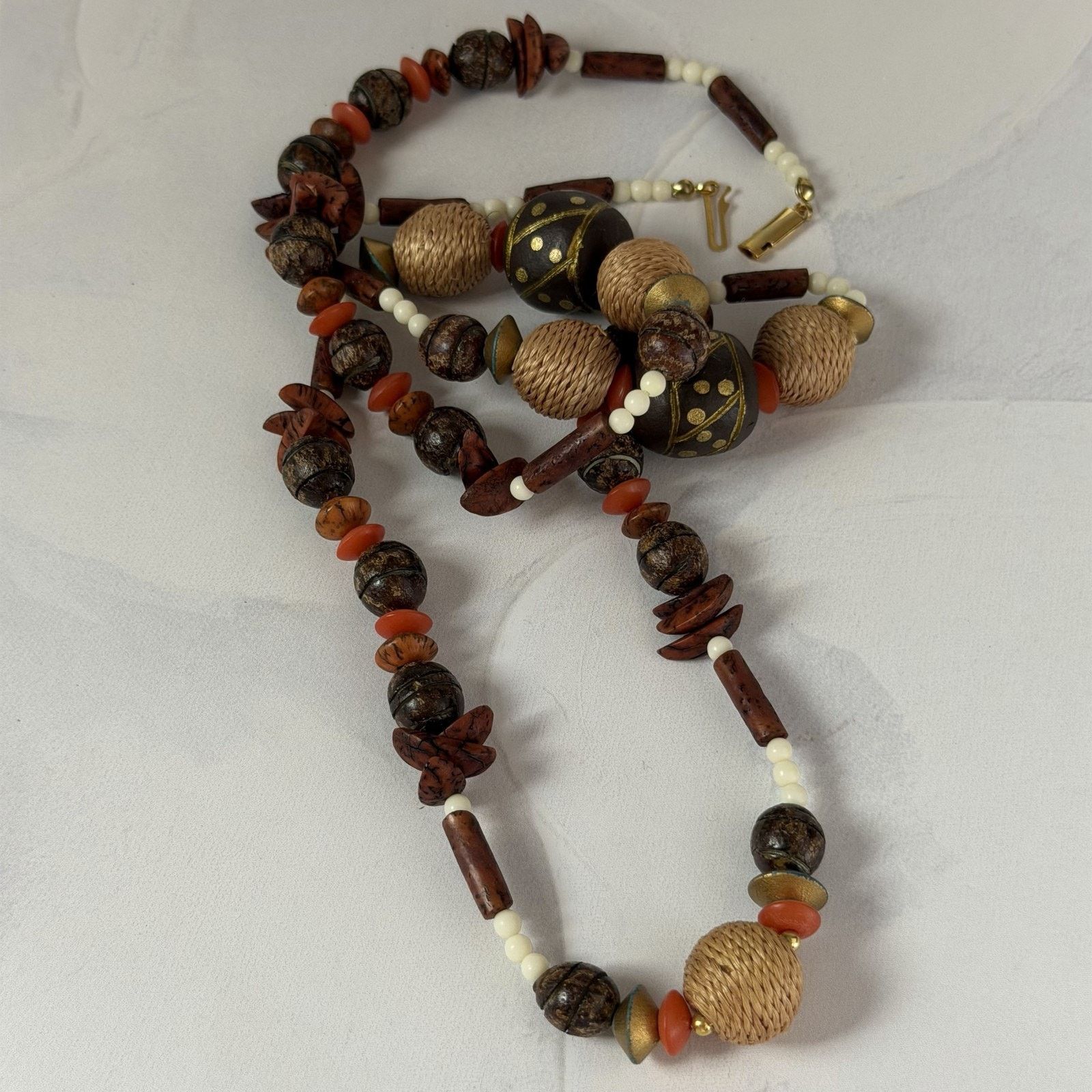 Other VTG 1980s Boho Earth-Tones Multi-Shape Beaded 34" Necklace Size ONE SIZE - 5 Thumbnail