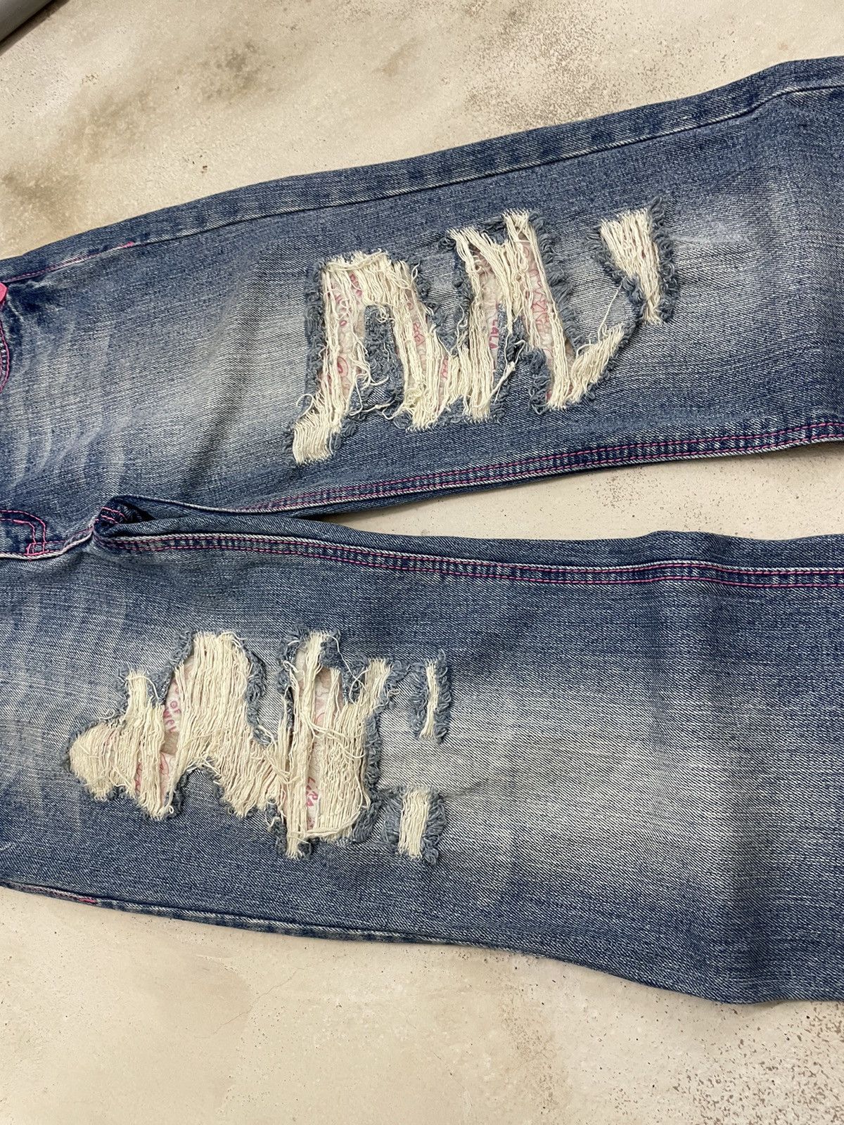 Hysteric Glamour Tralala Clone Devgru Y2k Surf Style Distressed Denim Pants Size US 29 - 5 Thumbnail