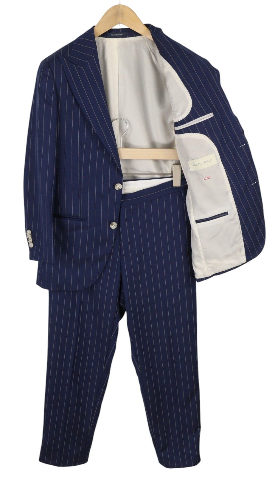 Suitsupply LA SPALLA UK34R/UK36L Blue Wool Pinstriped Suit 86361 Size 34R - 1 Thumbnail