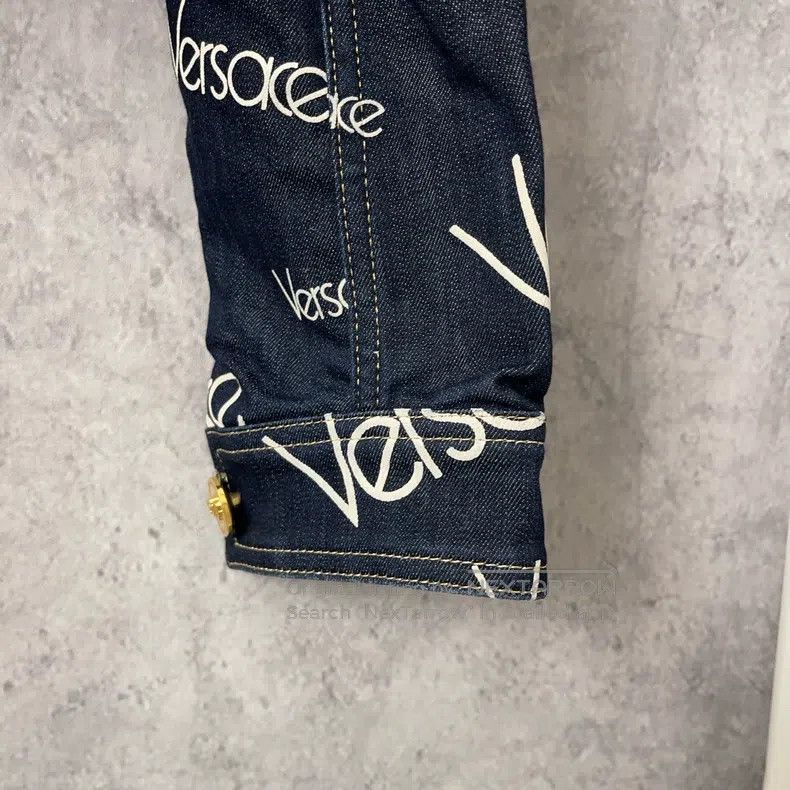 Versace Versace Dark blue cotton monogram segment denim top Size XS / US 0-2 / IT 36-38 - 6 Thumbnail