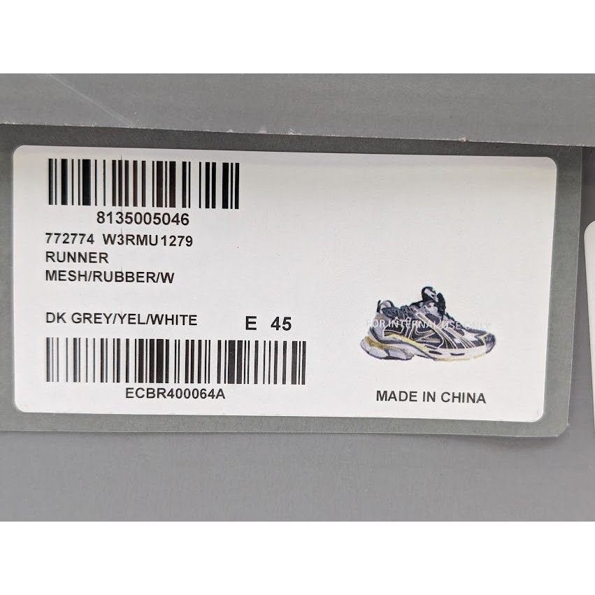 Balenciaga o1rshd1 Runner Mesh/Rubber/W Sneakers in DK Grey/Yel/White Size US 12 / EU 45 - 9 Thumbnail