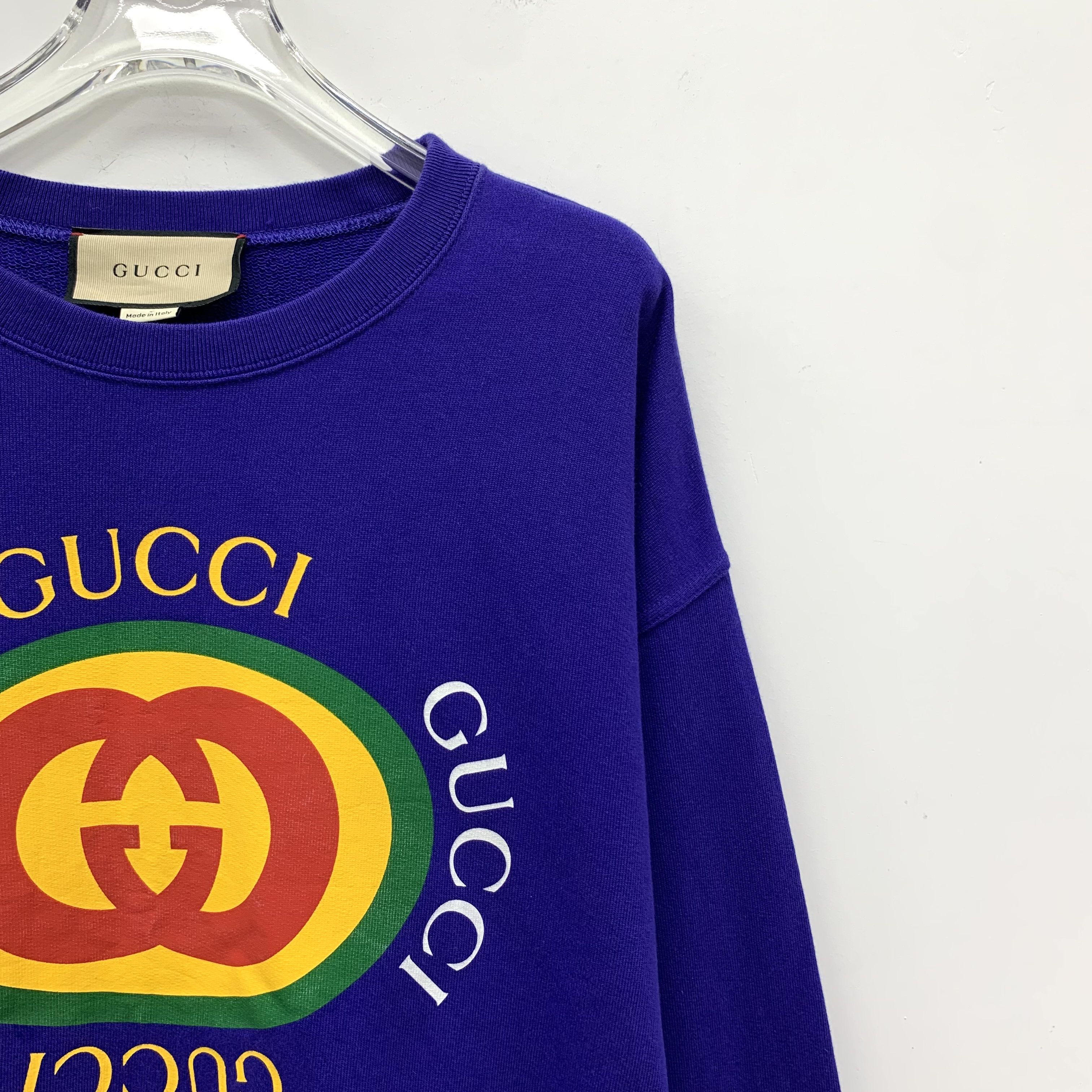 Gucci Gucci Logo Print Cotton Sweatshirt (Navy, Size XS) Size US XS / EU 42 / 0 - 7 Thumbnail