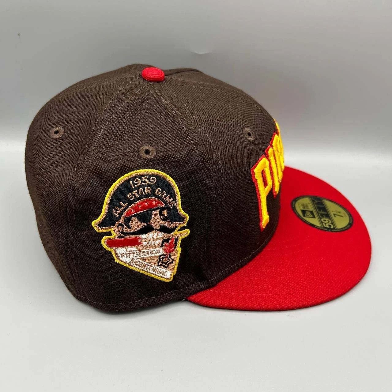 New Era Pittsburgh Pirates Hat Men 7 1/4 Brown Red MLB Fitted Cap Size ONE SIZE - 5 Thumbnail