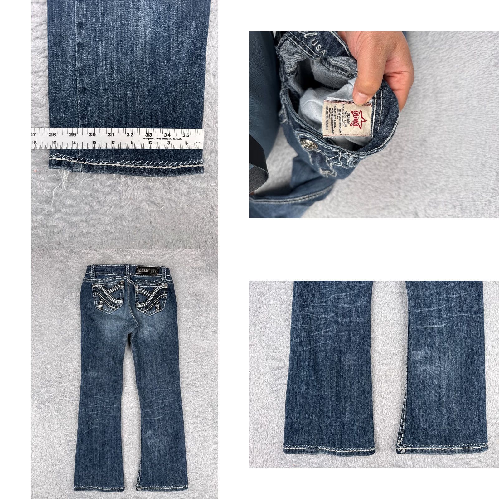 Vintage LA Idol Jeans Women Bootcut Denim 29x27 Blue Embroidered Cotton Blend Low Rise 9 Regular 27Inseam 5-Pocket Womens Size 30" / US 8 / IT 44 - 9 Thumbnail