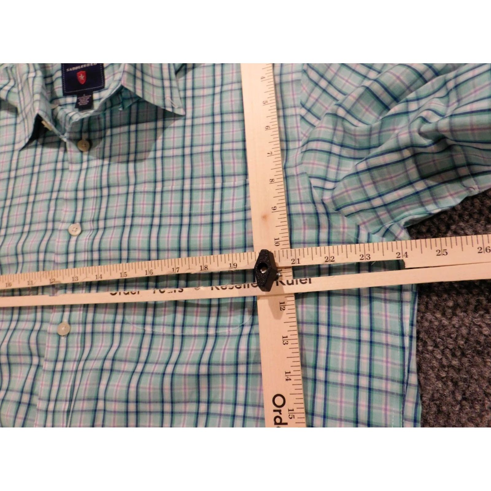 Vintage Saddlebred Shirt Mens Large Blue Plaid Button-Up Easy Care Knit Cotton Polyester Classic Button-Down Collar Mens Regular Size US L / EU 52-54 / 3 - 6 Thumbnail