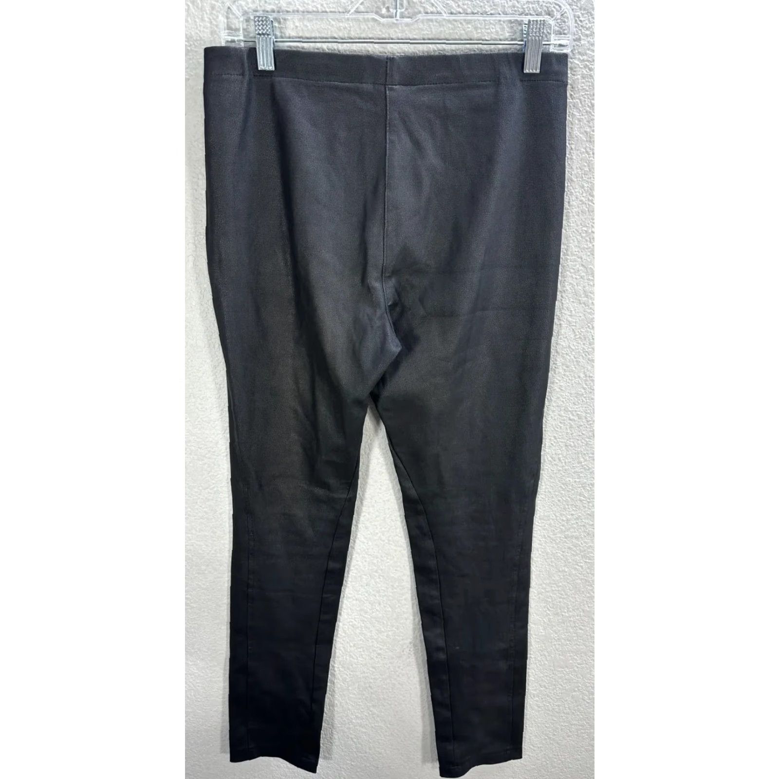 Vintage Absolu Black Faux Suede Pants Leggings High Rise Ankle Size 10 US 42 Womens Slim 31 in Waist 30.5 in Inseam Polyester Blend Stretch VINTAGE? Size 32" / US 10 / IT 46 - 4 Thumbnail