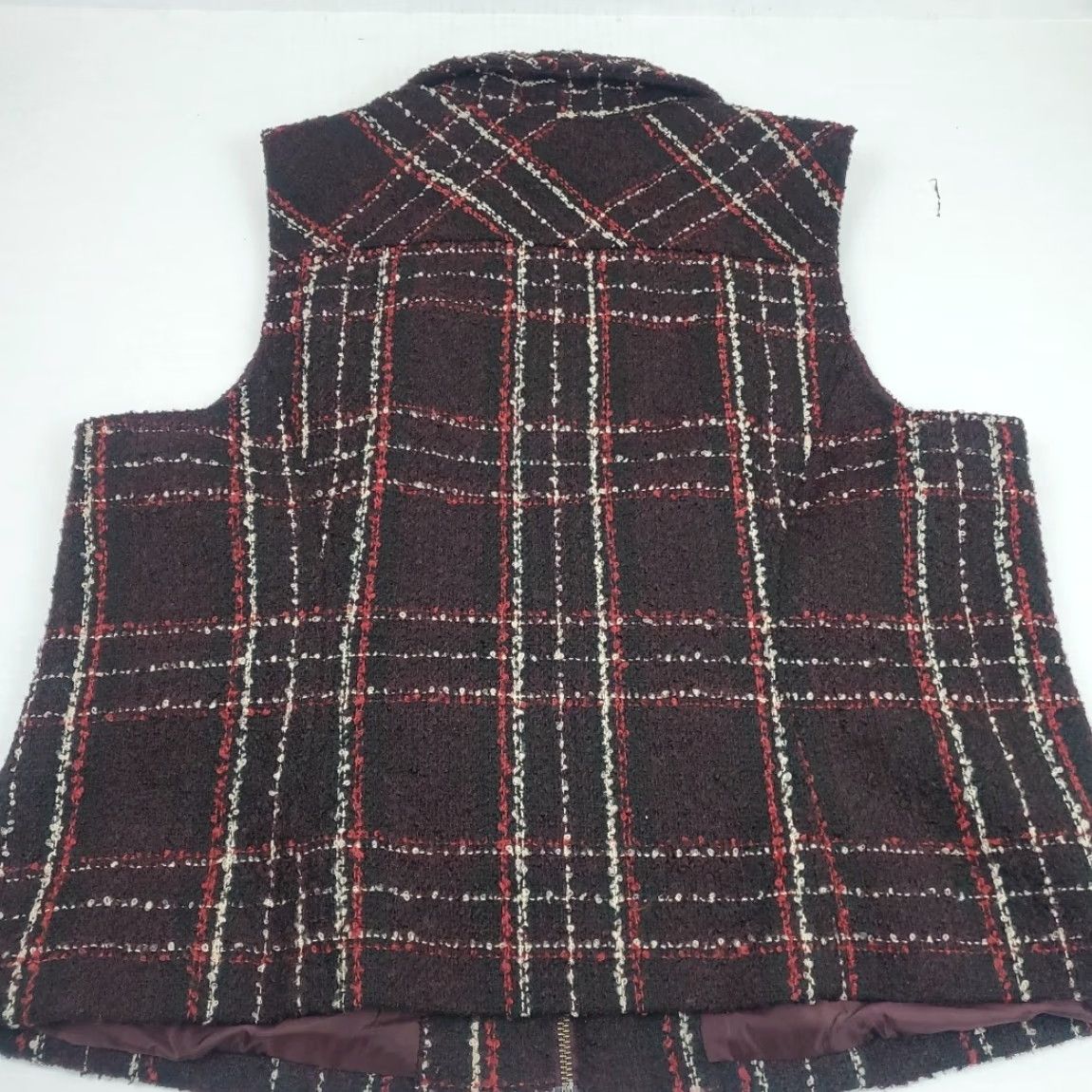 Vintage VINTAGE CJ Banks Poly Blend Sleeveless Full Zip Lined Vest Burgandy White Womens 1X Size XL / US 12-14 / IT 48-50 - 7 Thumbnail