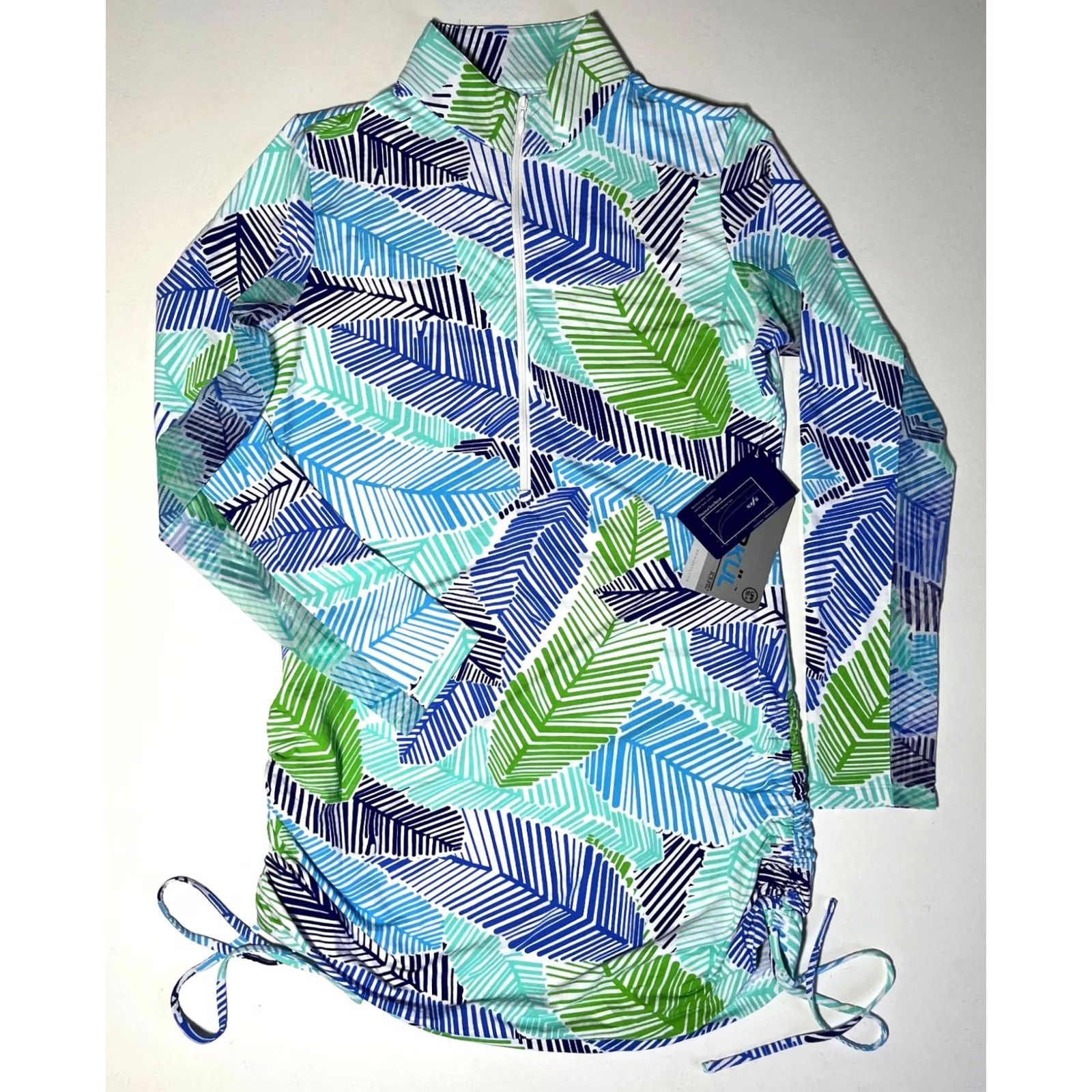 Vintage NWT Ibkul Drawstring Tunic Marley Navy/Green Womens Sports SB Size S Tunic Size ONE SIZE - 3 Thumbnail