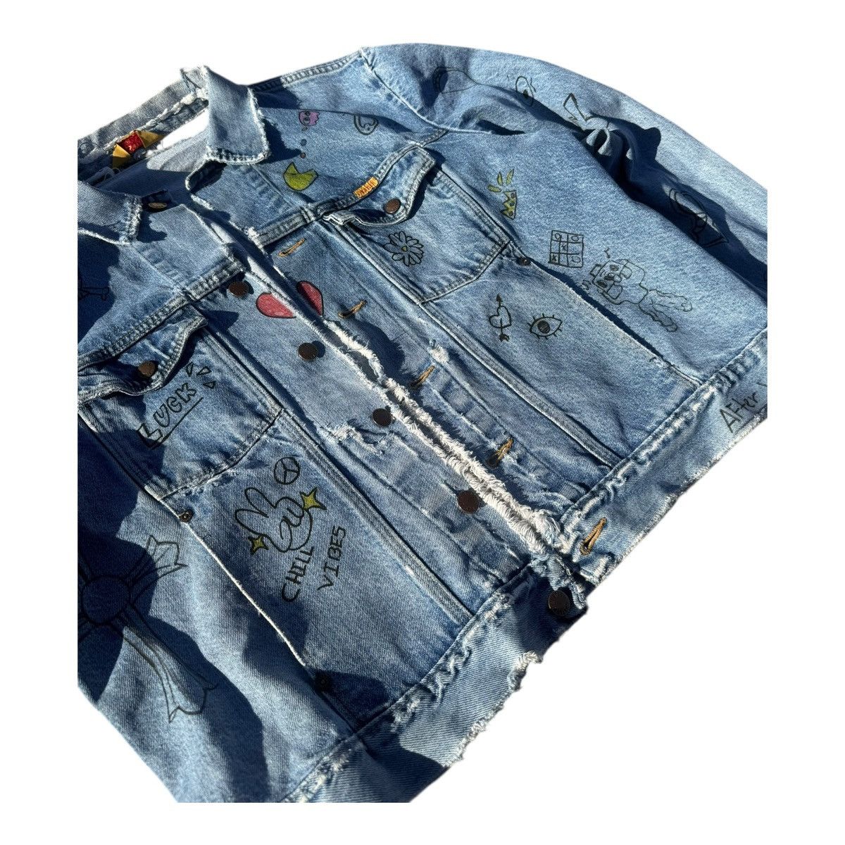 Rustler Rustler XL Custom Hand Painted Distressed Denim Jacket Size US XL / EU 56 / 4 - 5 Thumbnail
