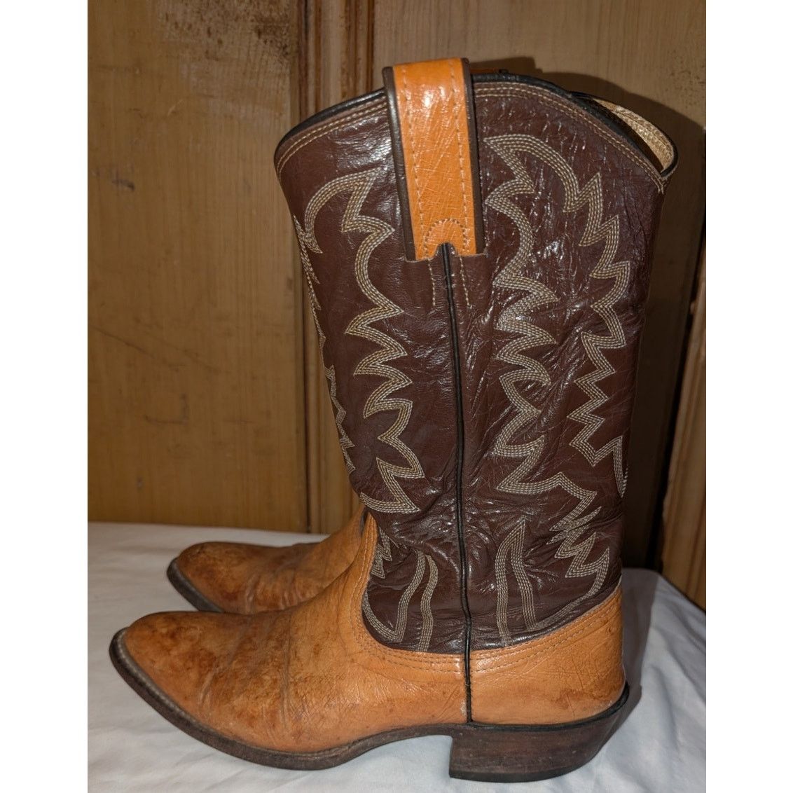 Dan Post Vintage Bona Allen Cowboy Boots Ostrich Leather Western 8D Size US 8 / EU 41 - 1 Thumbnail