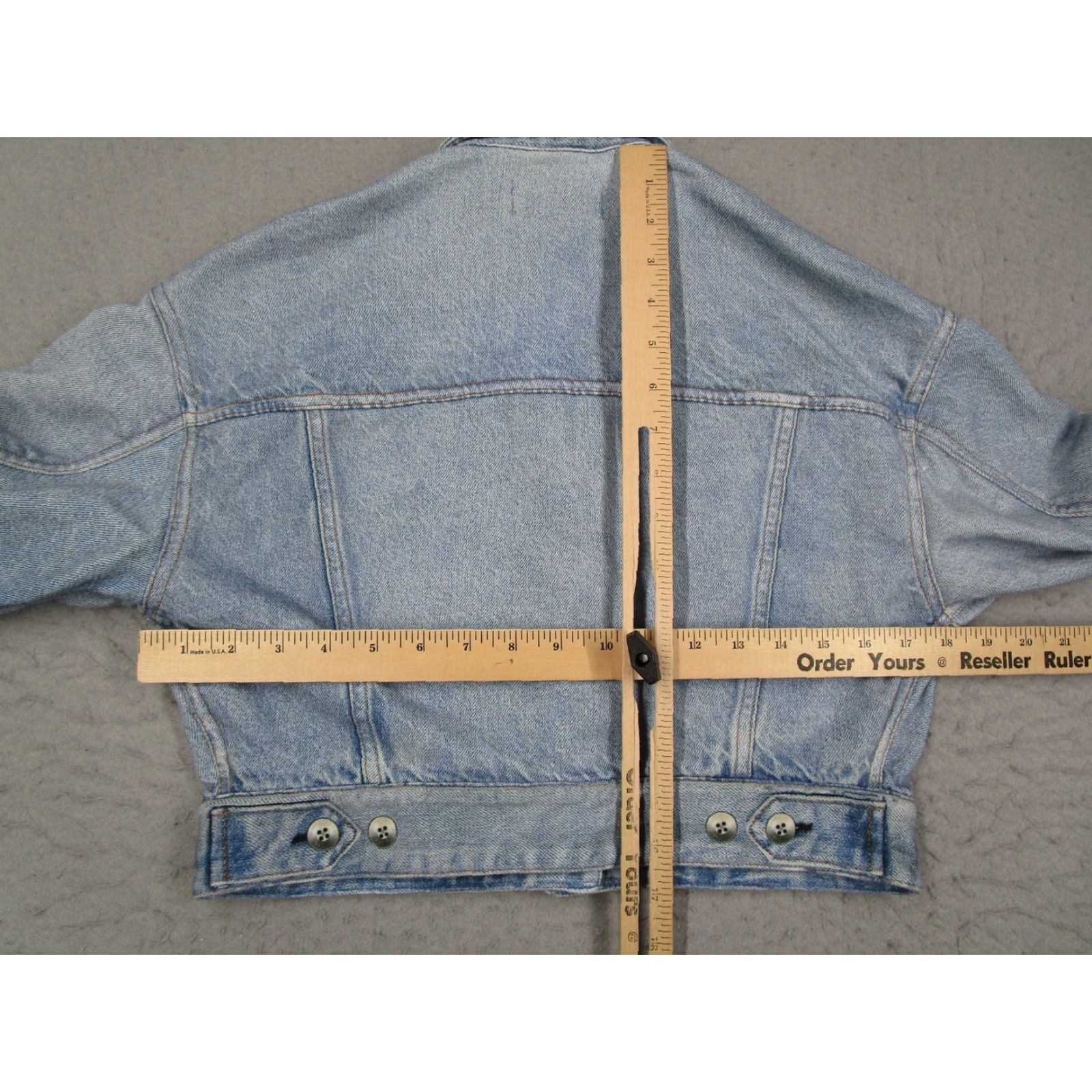 Rag & Bone VINTAGE Rag & Bone Jacket Womens XS Light Wash Cropped Button Front Faux Denim Trucker Size XS / US 0-2 / IT 36-38 - 6 Thumbnail