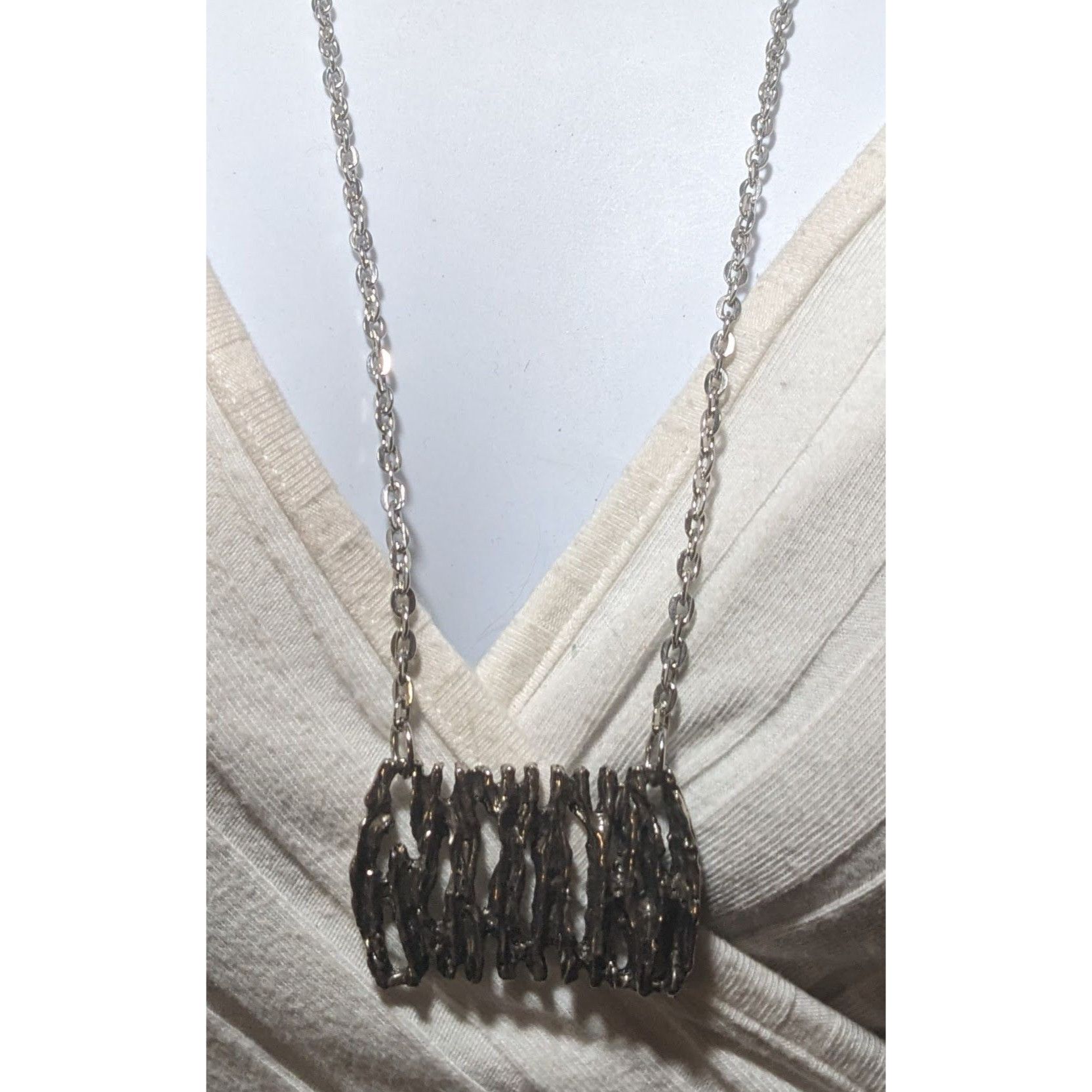 Other Abstract Silver Tree Bark Pendant Necklace Size ONE SIZE - 5 Thumbnail