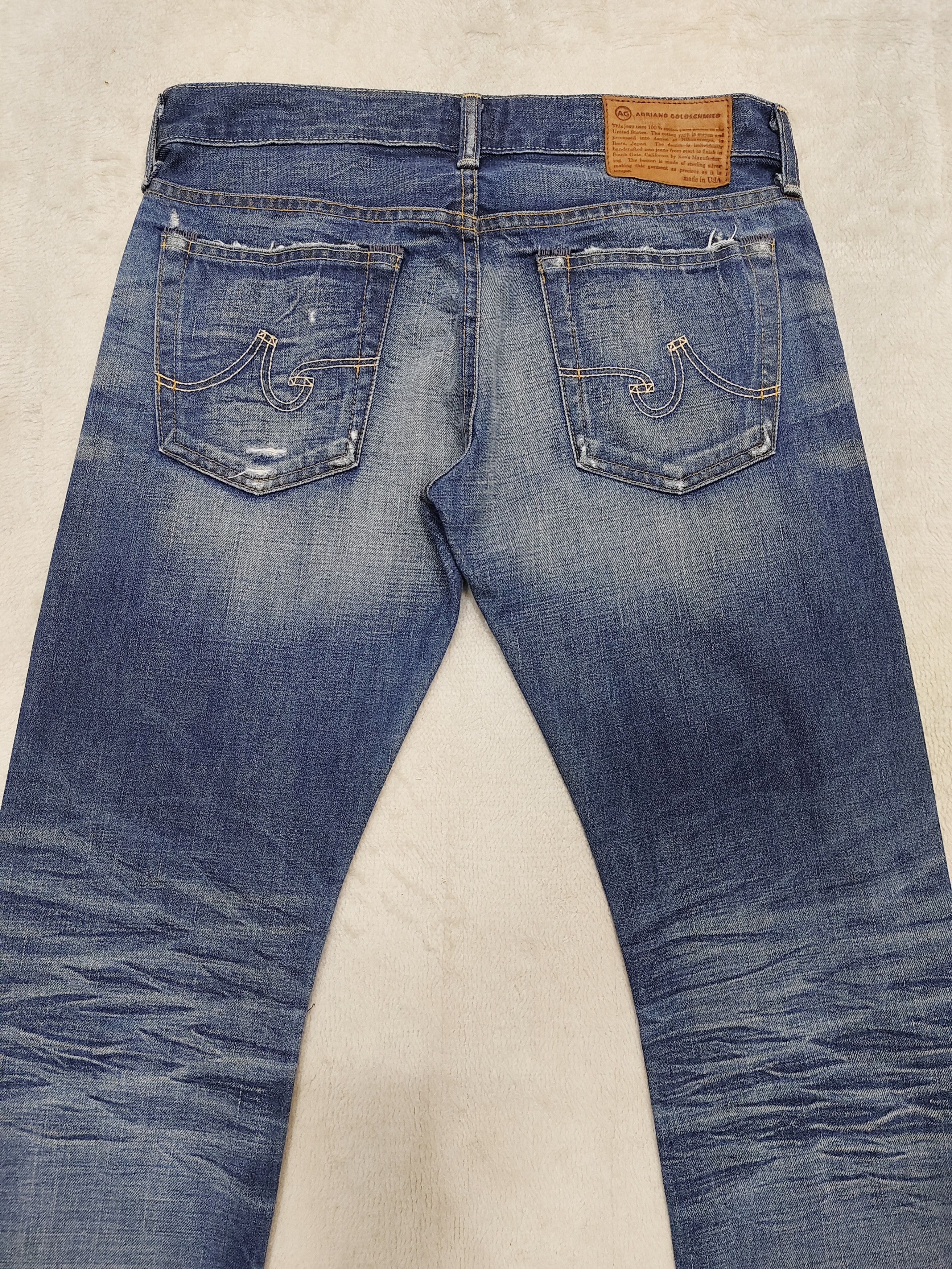 AG Adriano Goldschmied AG Silver Button Distressed Selvegde Slim Straight Jeans Size US 31 - 6 Thumbnail